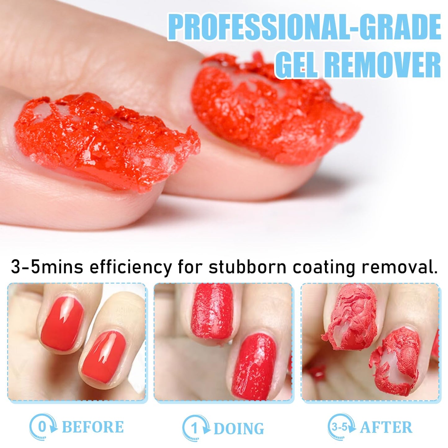 Quick Gel Nail Polish Remover Kit, Easy Remove Gel Polish in 3 Minutes, Safe for Natural Nails with Nail Tools, No Need Soaking or Wrapping, Gel Remover for Nails, Larger Size (120ml)