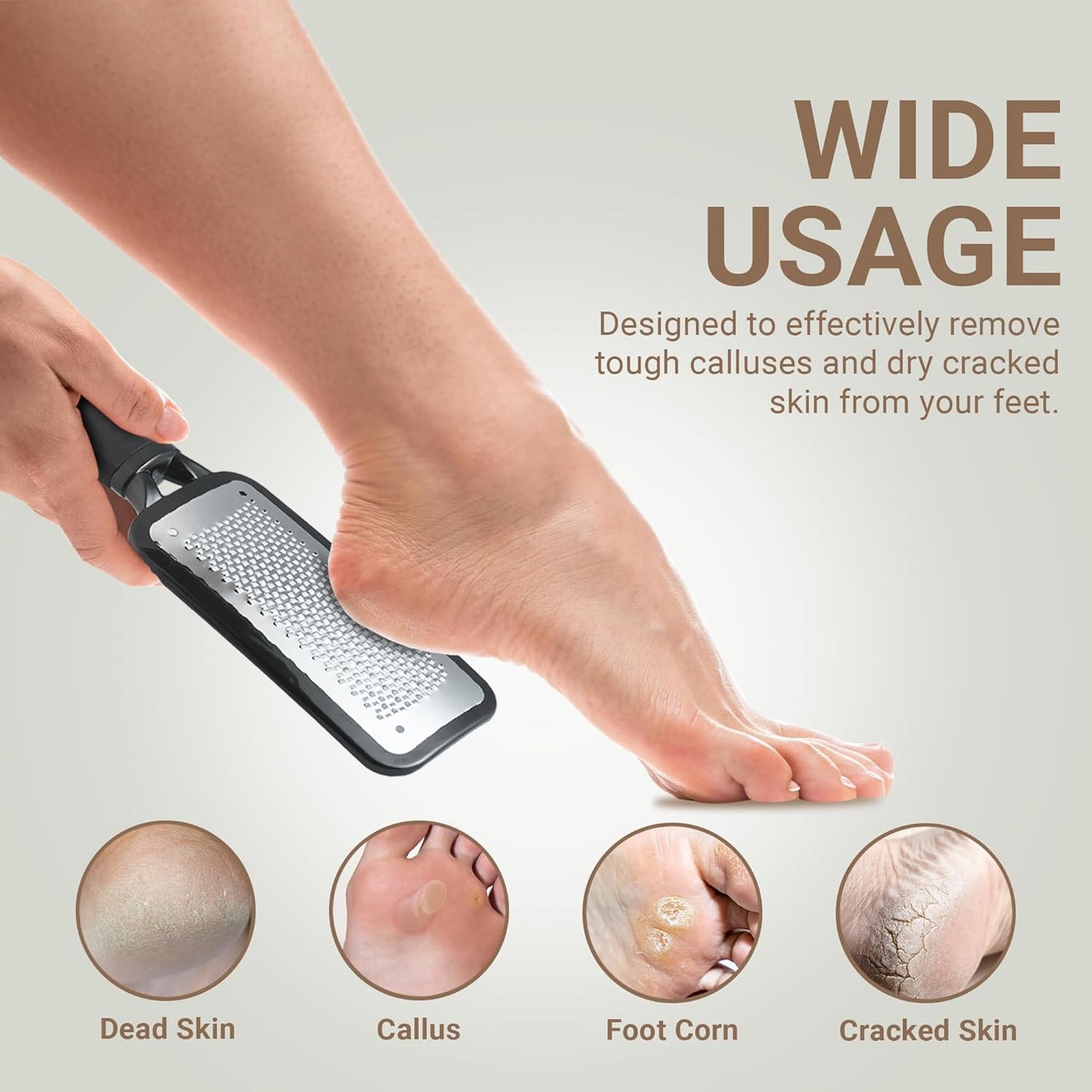 Foot Grater Callus Remover - Foot File Callus Remover for Feet Care - Surgical Grade Stainless Foot Scrubber Dead Skin Remover for Wet and Dry Foot - Foot Rasp Callus Remover Professional
