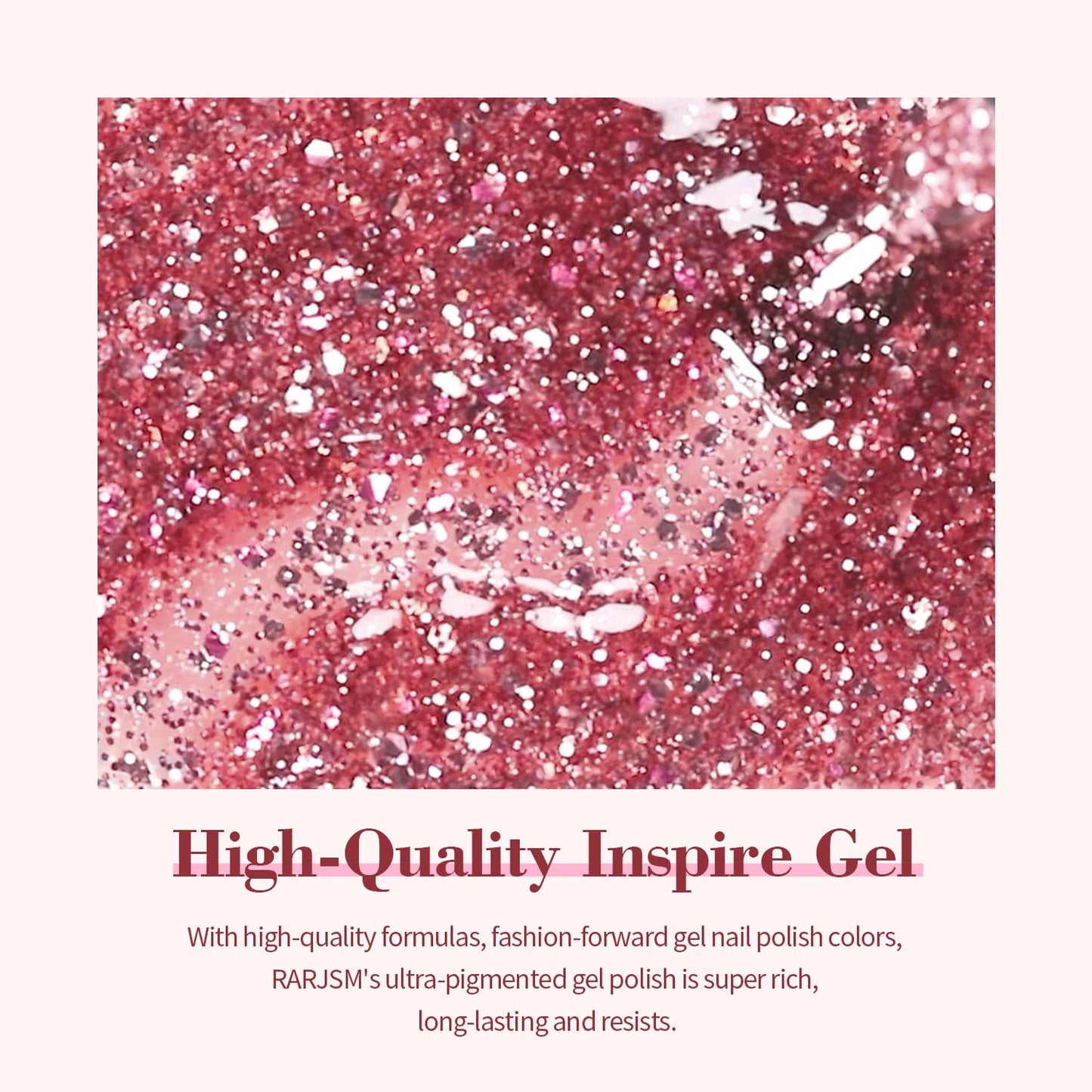 RARJSM Rose Glitter Gel Nail Polish Big Flakes Diamond Sparkly Chunky Rose Pink Shimmer Pigments Nail Gel Polish Soak off L e d U V Curing Required for Nail Art Salon Fall Winter Christmas Manicure