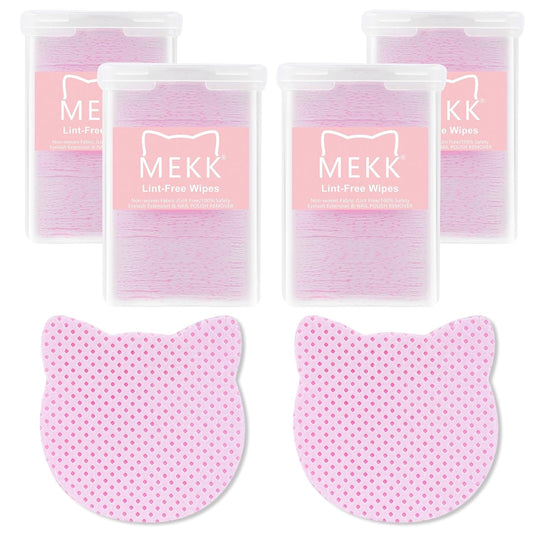 MEKK Lint Free Nail Wipes 800PCS Cat Shape - Super Absorbent Non-Woven Gel Nails Wipes for Nail Polish Remover and Eyelash Extension Glue, Convenient and Hygienic (Pink)