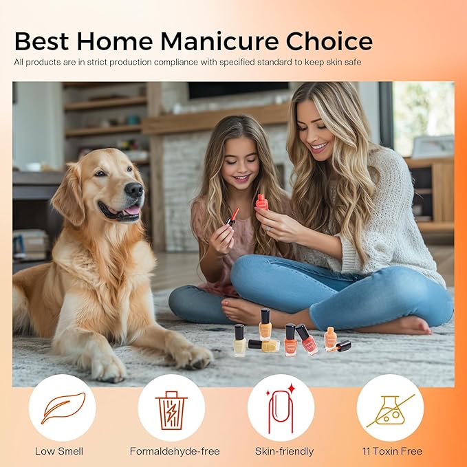 Morovan Fall Nail Polish Set: Burnt Orange Twilight Warmth Yellow Fingernail Nail Polish Kit for Nail Art Design Manicure Gift Holiday Party Air Quick Dry