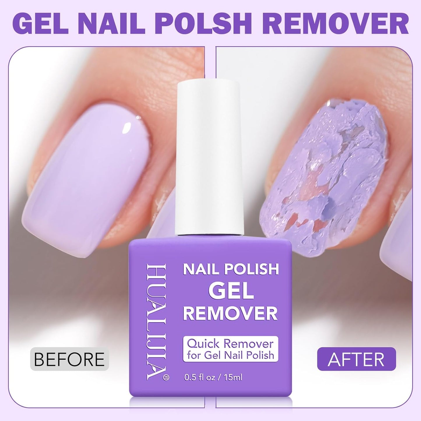 Gel Nail Polish Remover, Gel Polish Remover Kit - Quickily and Easily Removes Gel Nail Polish at Home in 2-5 Mins - No Need for Foil, Soaking or Wrapping,15ml