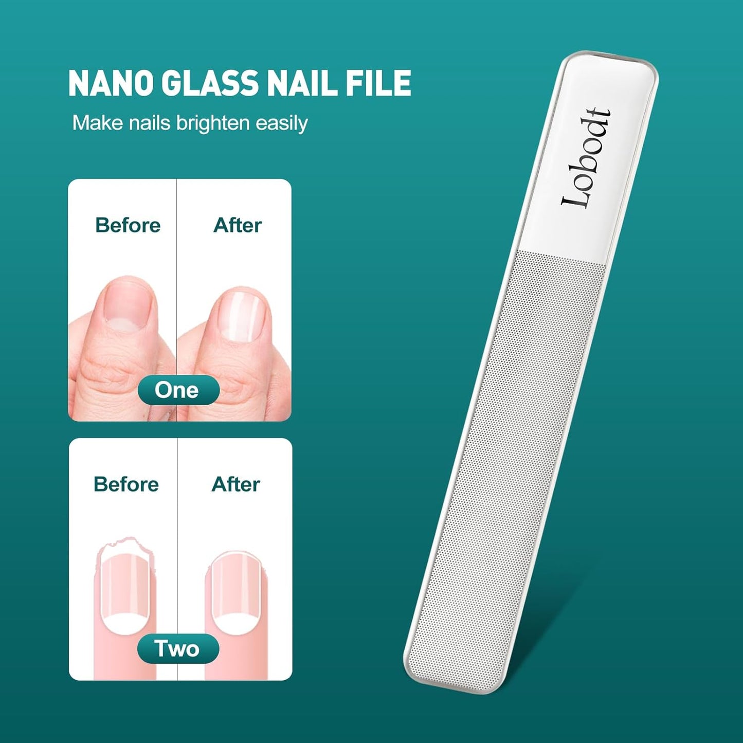 Glass Nail File - Stainless Steel with Anti-Slip Handle and Leather Case, Family or Travel Mini Nail File Suitable for Both Men and Women