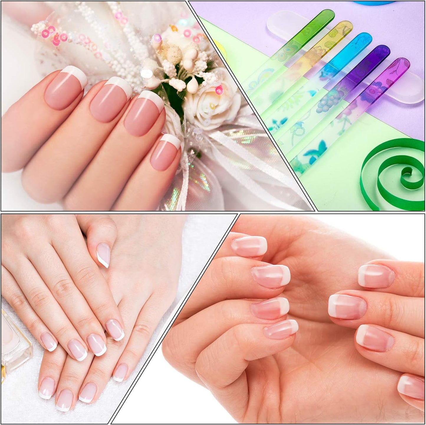 Mudder 8 Pack Glass Nail Files with Cases Double-Sided Crystal Fingernail Files for Natural Nails Colorful Floral Nail Buffers for Professional Manicure Supplies Gifts for Christmas Stocking Stuffers