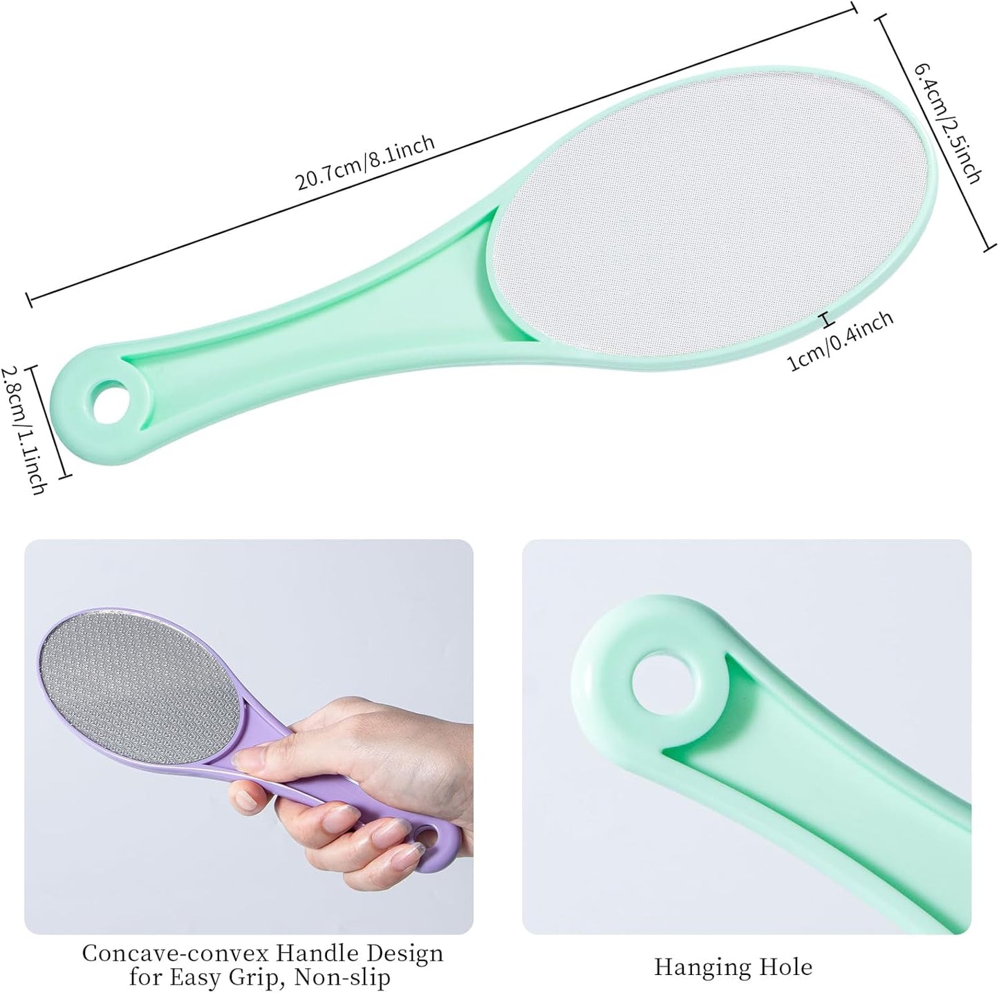 Nano Glass Foot File Callus Remover, 2 Pack Hard and Dead Skin Remover for Feet, Double Sided Foot Scrubber Pedicure Tool, Hair Eraser for Softer and Smoother Feet Hands, Green & Purple