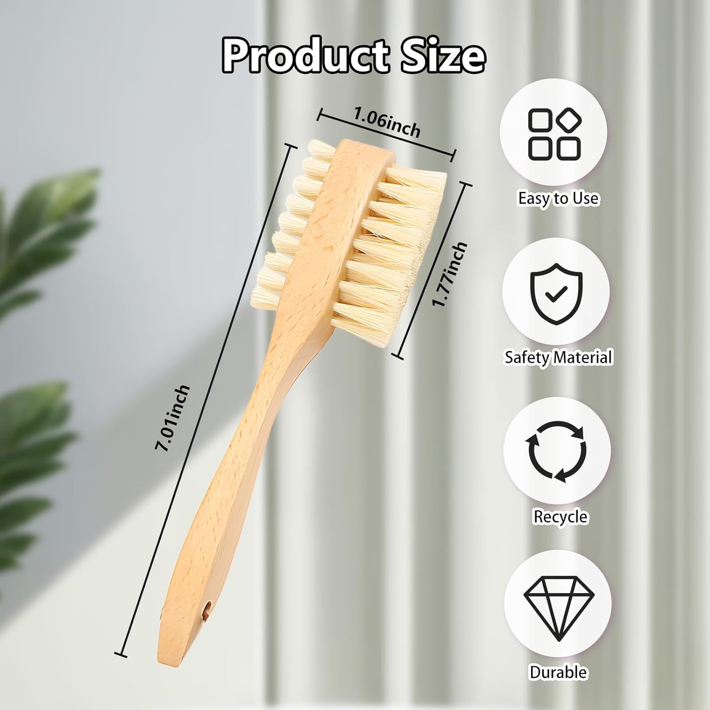 Wooden Nail Brush for Toenail Fingernail Cleaning Natural Wood Handle Brushes for Under Nails Toe Hygiene Hand Care Dual Sided Wooden Brush with Handle for Regular Nail Cleaning Routine