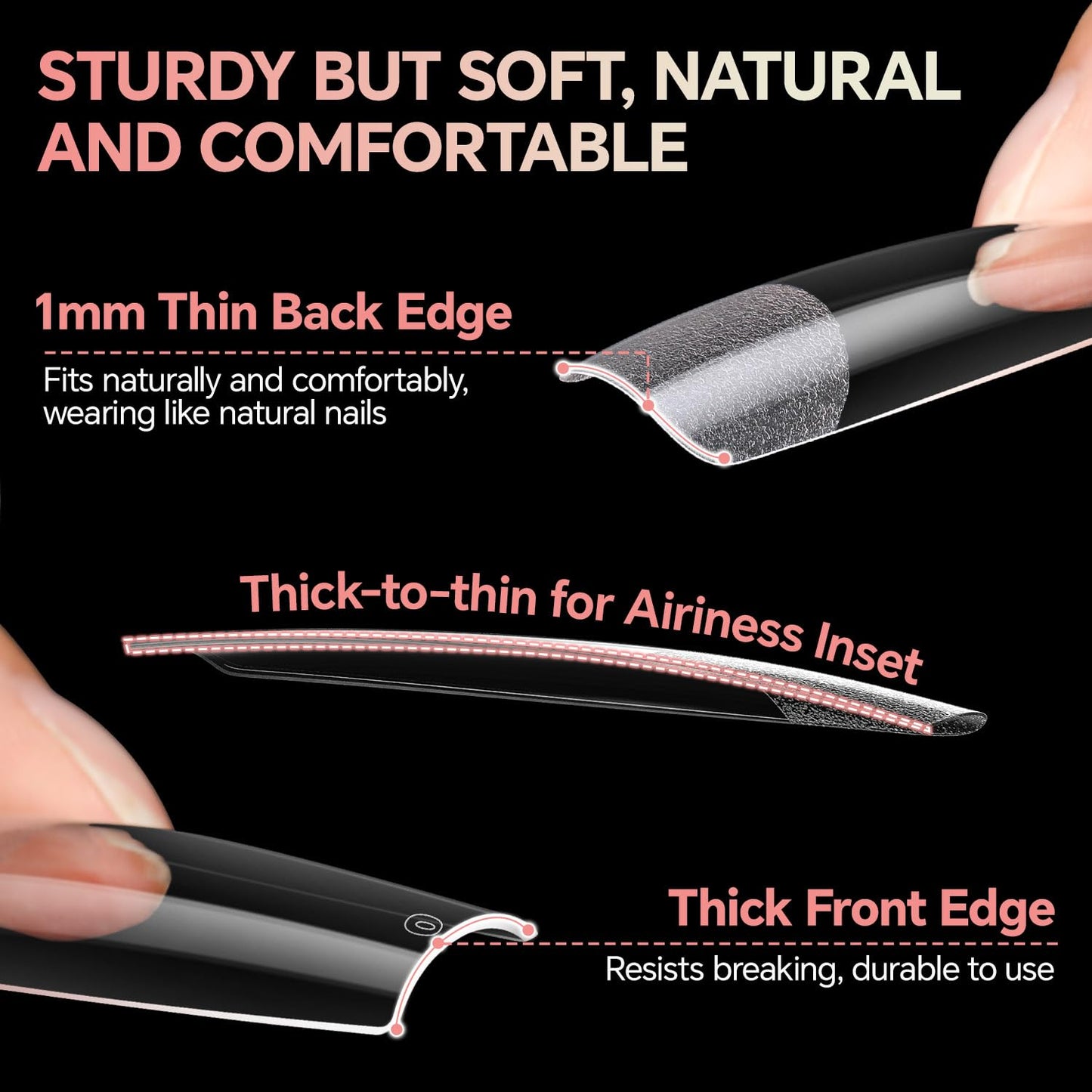 Extra Long Sqaure Nail Tips: 120 Pcs XXL Nail Tips Square Pre-buffed Full Cover Clear Gel Nails Tips for Acrylic Nails Professional, 12 Sizes No C Curve Fake Nails for Nail Extensions Home DIY Salon