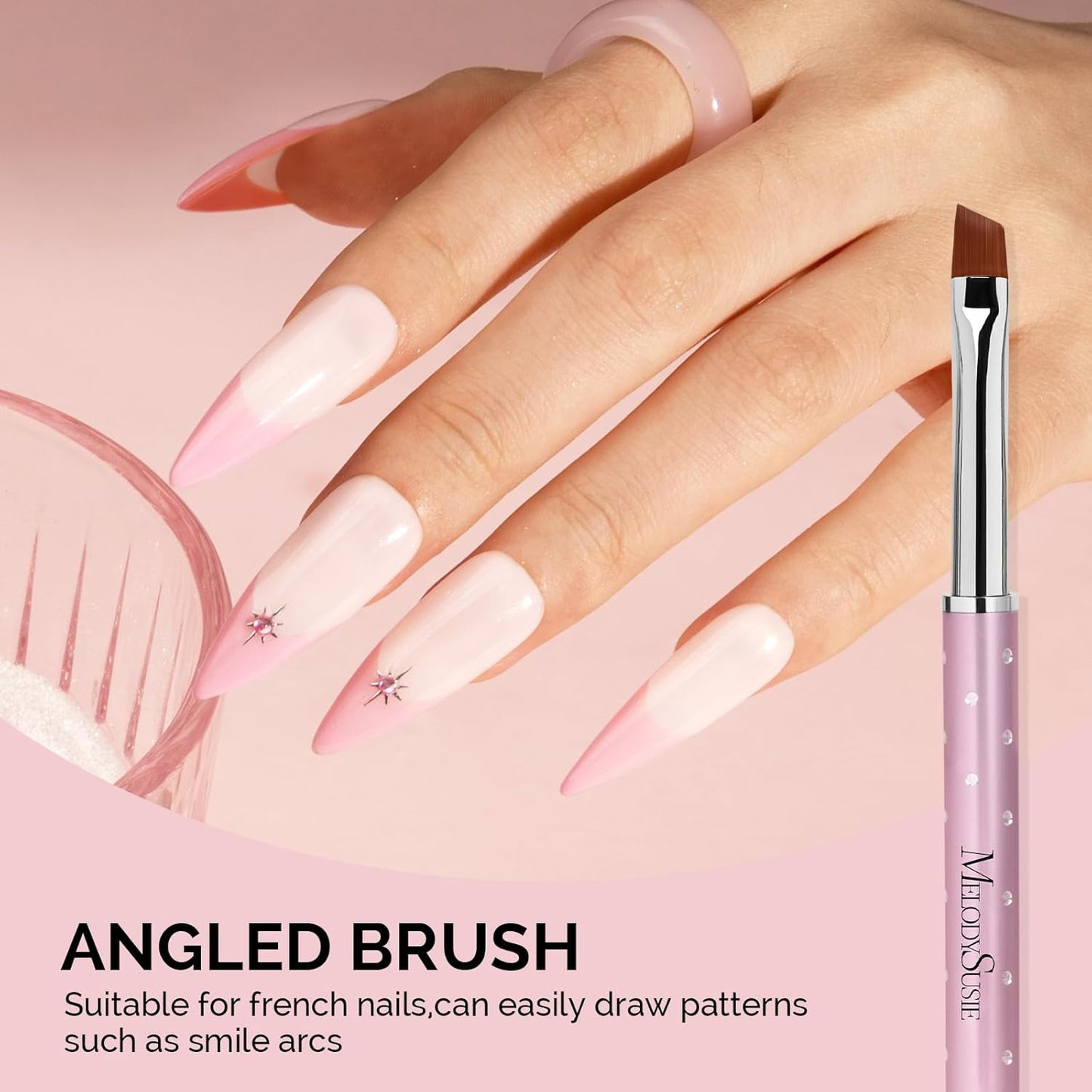 MelodySusie 6pcs Nail Art Brushes Set, Professional Pen Nail Gel Brush, Nail Extension and Builder Brush, Liner Brush 3 Sizes, Fashion Design for Home DIY Salon Use, Rose Gold