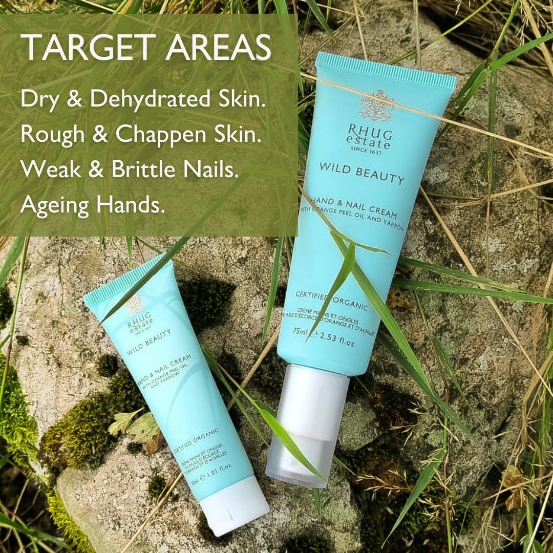 Rhug Wild Beauty.- Hand & Nail Cream with Orange Peel Oil and Yarrow | Nourishing Moisturizer for Hands | 75ml | Made in the UK