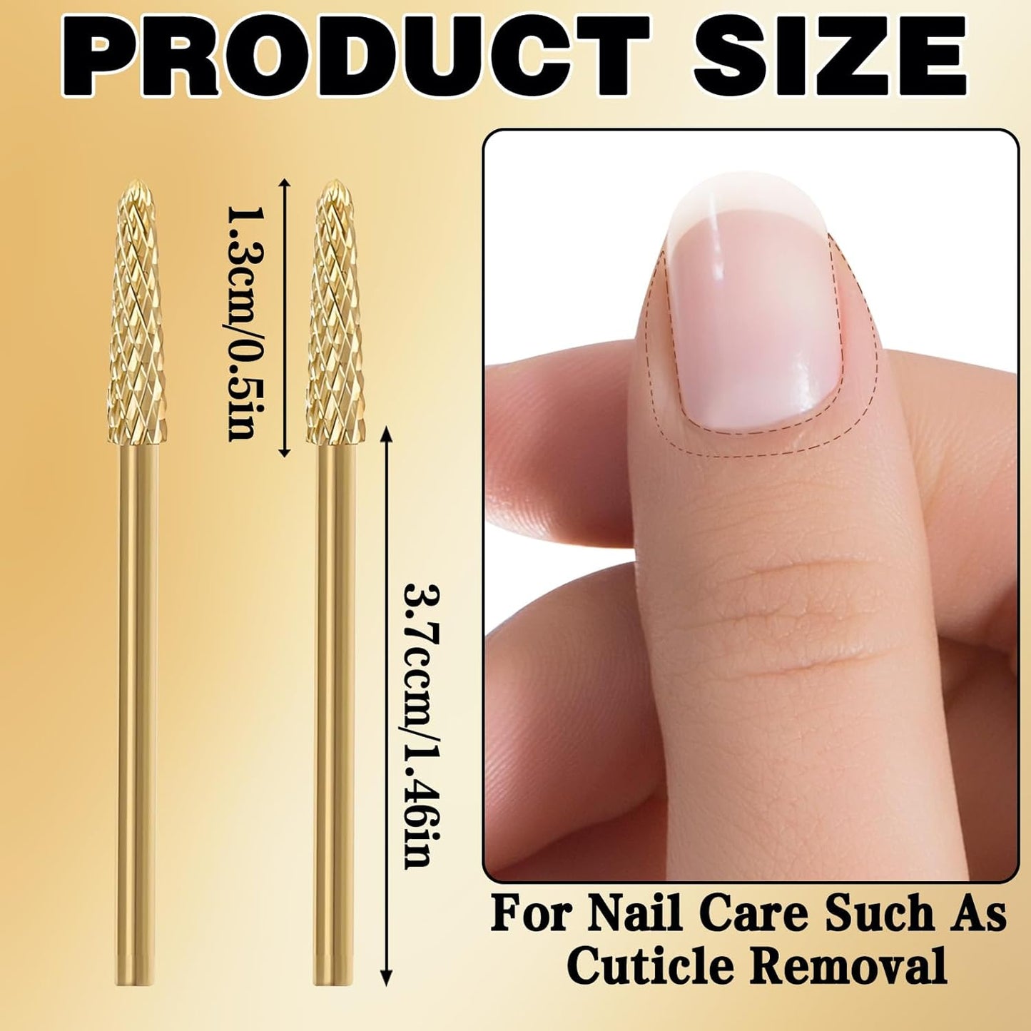2Pcs 3/32" Cuticle Bit Gel Remover Drill Bit, Remove Dead Skin Small Cone Clean Medium Grit Carbid Professional Manicure Tool for Electric Nail Drills Conical Accessories for Home Use Nail Salons