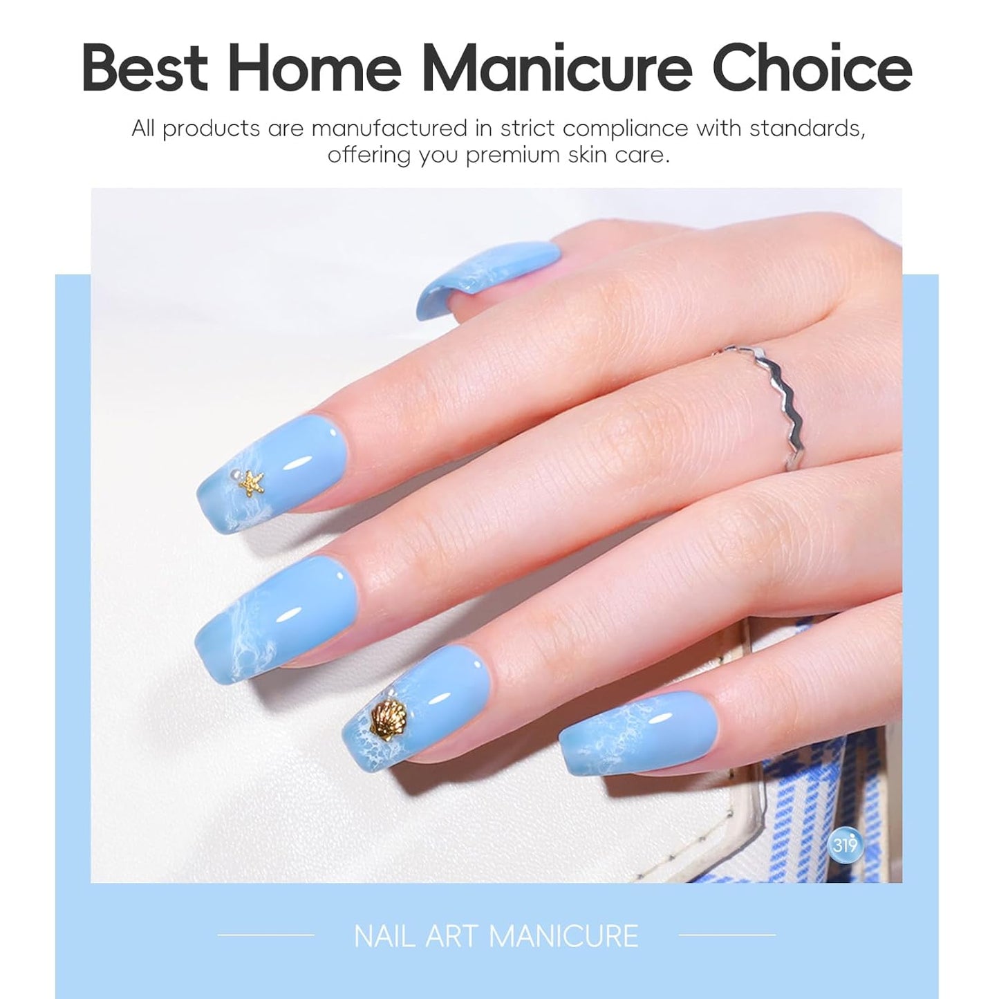 PEACECOLOR Blue Jelly Gel Polish Set, 10ML Transparent Clear Light Blue Collection 6 Colors Jelly Gel Nail Polish Kit for Beginners All Season Home Salon DIY Nail Art Design Gifts for Women