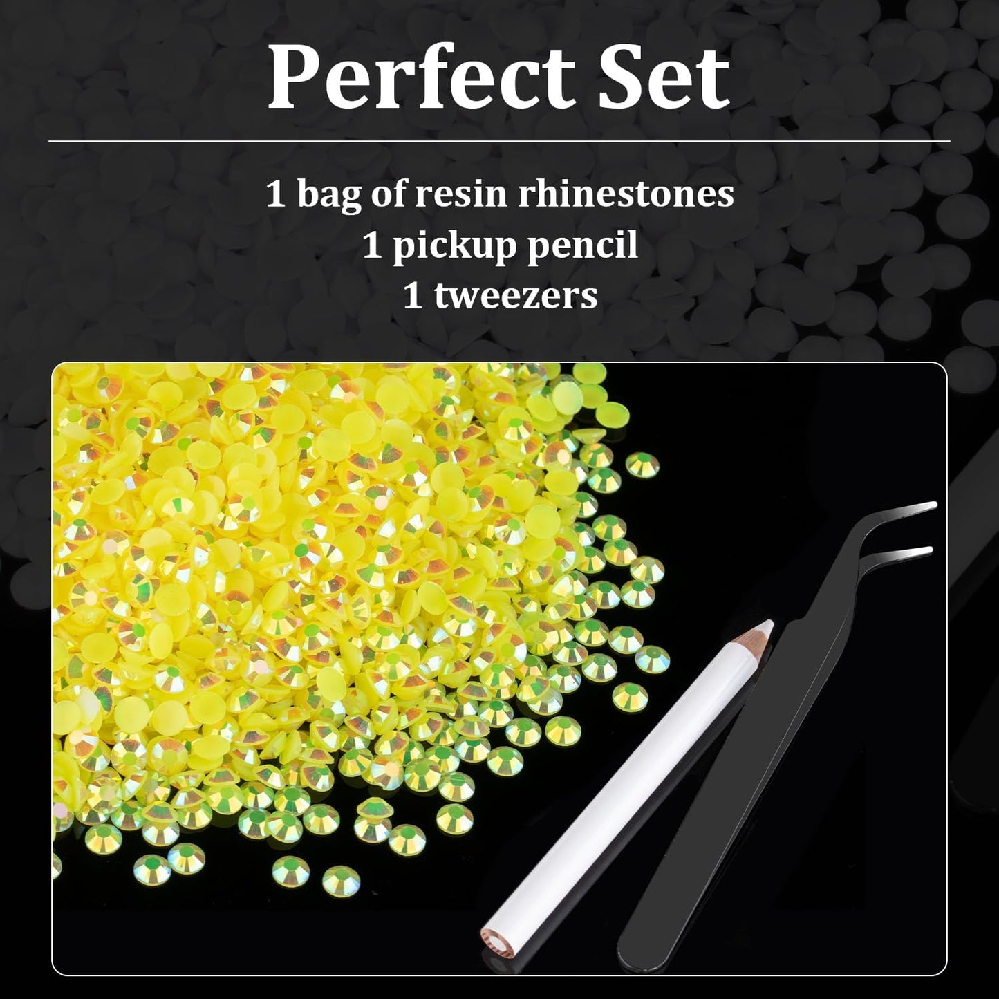 8000pcs 3mm Resin Rhinestones Bulk, Lemon Yellow AB Flatback Round Jelly Rhinestones Bedazzling Non Hotfix Crystal Gems Large Quantity Wholesale for DIY Crafts Clothes Tumblers Face Makeup Manicure