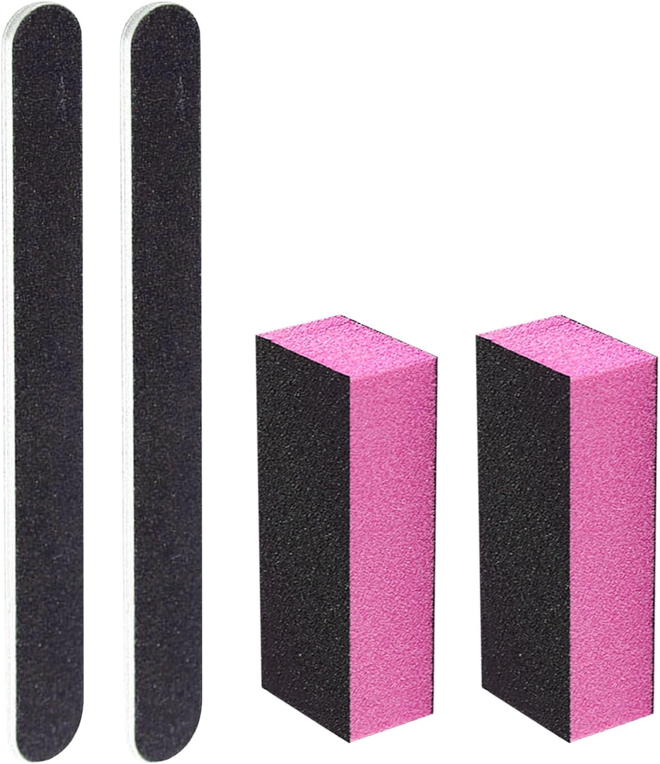 SKYPIA 4 Pack Nail File 100/180 Grit and Purple 3 Sided Buffer Block Set