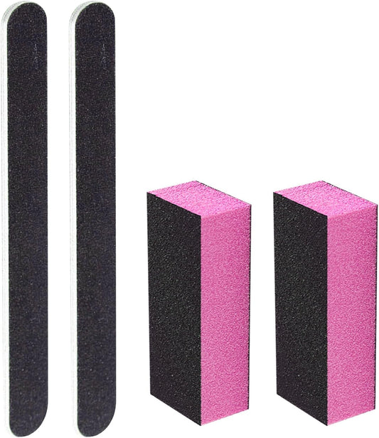 SKYPIA 4 Pack Nail File 100/180 Grit and Purple 3 Sided Buffer Block Set