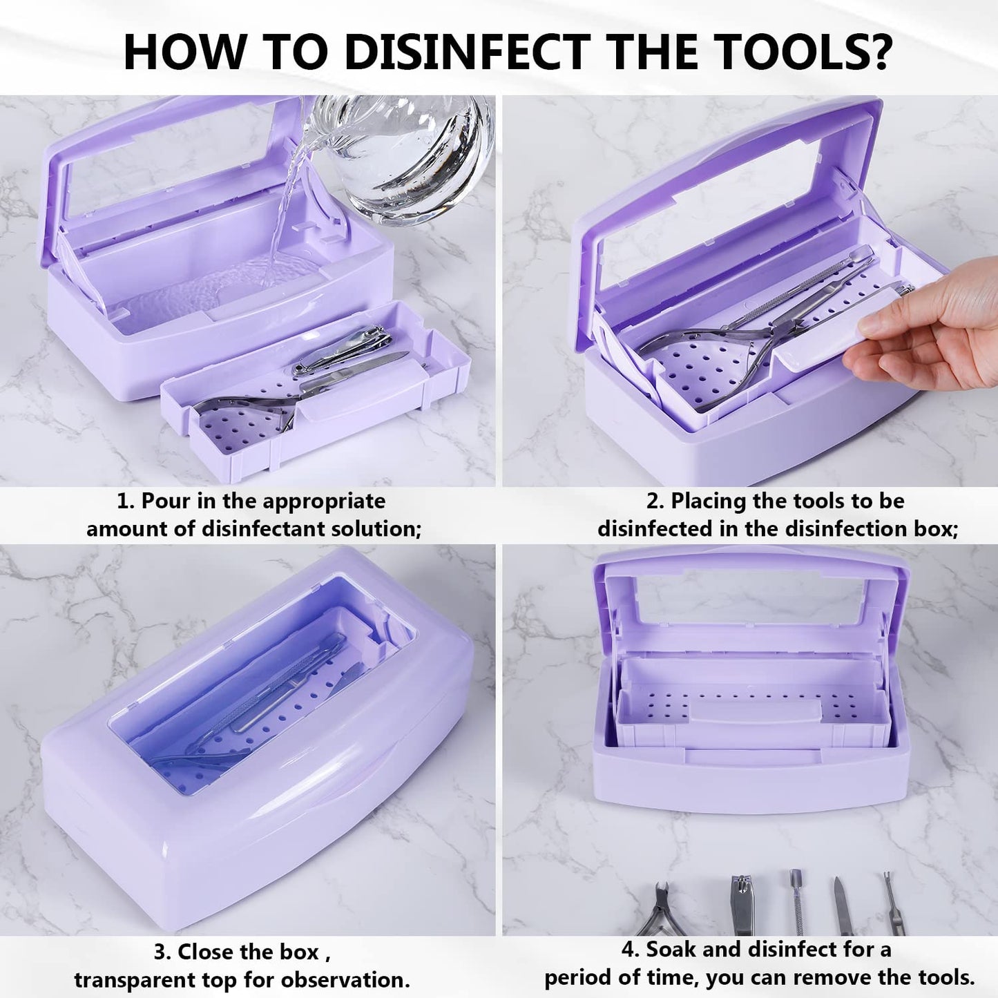 Plastic Sterilizing Tray,sterilization box,nail art tool sterilizer tray, Sterilizer Tray Box Nail Art Salon Sterilizing Too（Purple）