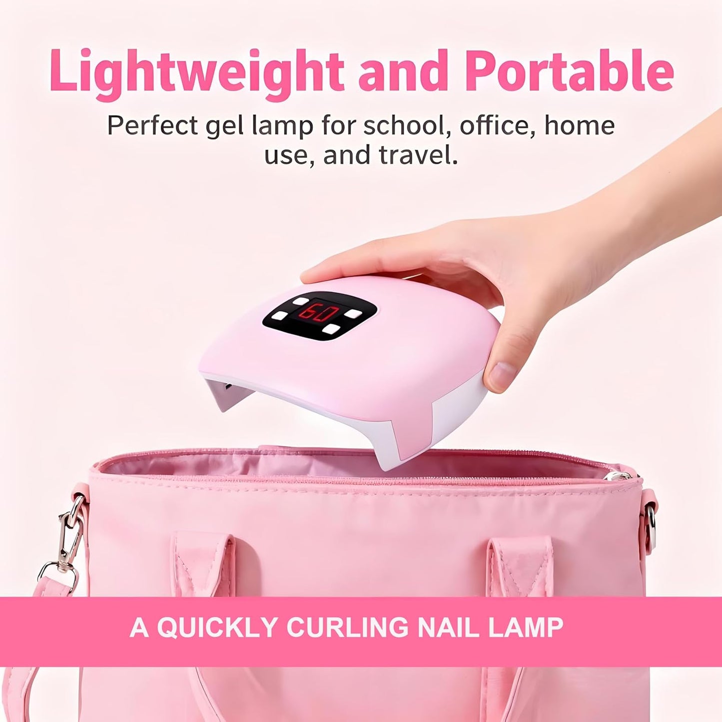 60W Mini UV LED Nail Lamp, 20 Beads Fast Curing Gel Polish Dryer with 4 Timers (30s/60s/90s/Constant On) & USB Port, Compact Professional Manicure Tool for Home Salon Travel