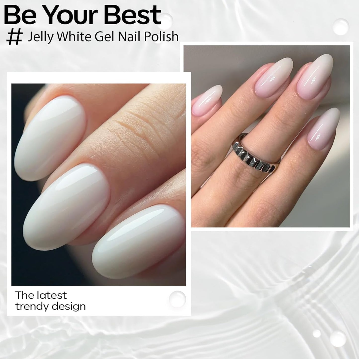 modelones Gel Nail Polish Set 2 Pcs 15ml Jelly Nude Pink and Milky White Gel Polish, French Manicure Base Gel Bubble Bath UV Soak Off Nail Gel for Nail Art, DIY Home or Salon