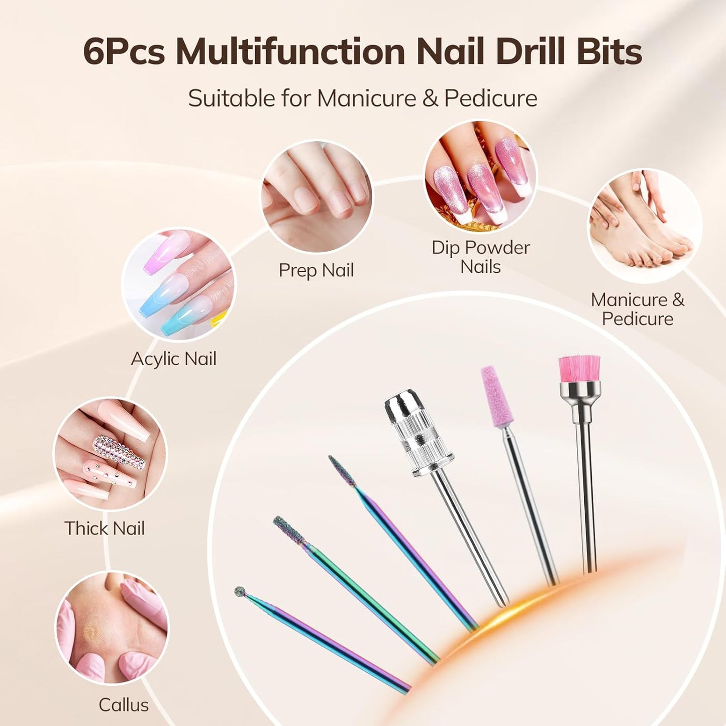 Lavinda 35000RPM Electric Nail Drill, Cordless Nail Drill Machine Portable Rechargeable Nail Efile for Acrylic Gel Nails, Manicure Pedicure Polishing Shaping Tool for Salon Home Use-Cow Print