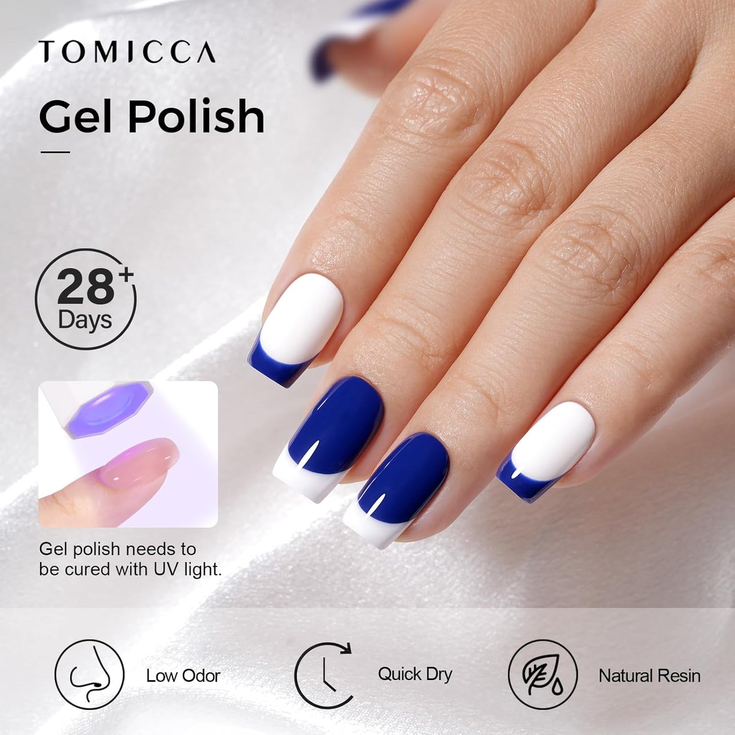TOMICCA Blue Gel Nail Polish, 15ML Royal Blue Color Gel Polish, Soak Off UV LED Cure Nail Polish Nail Art Home DIY Manicure Nail Salon Varnish