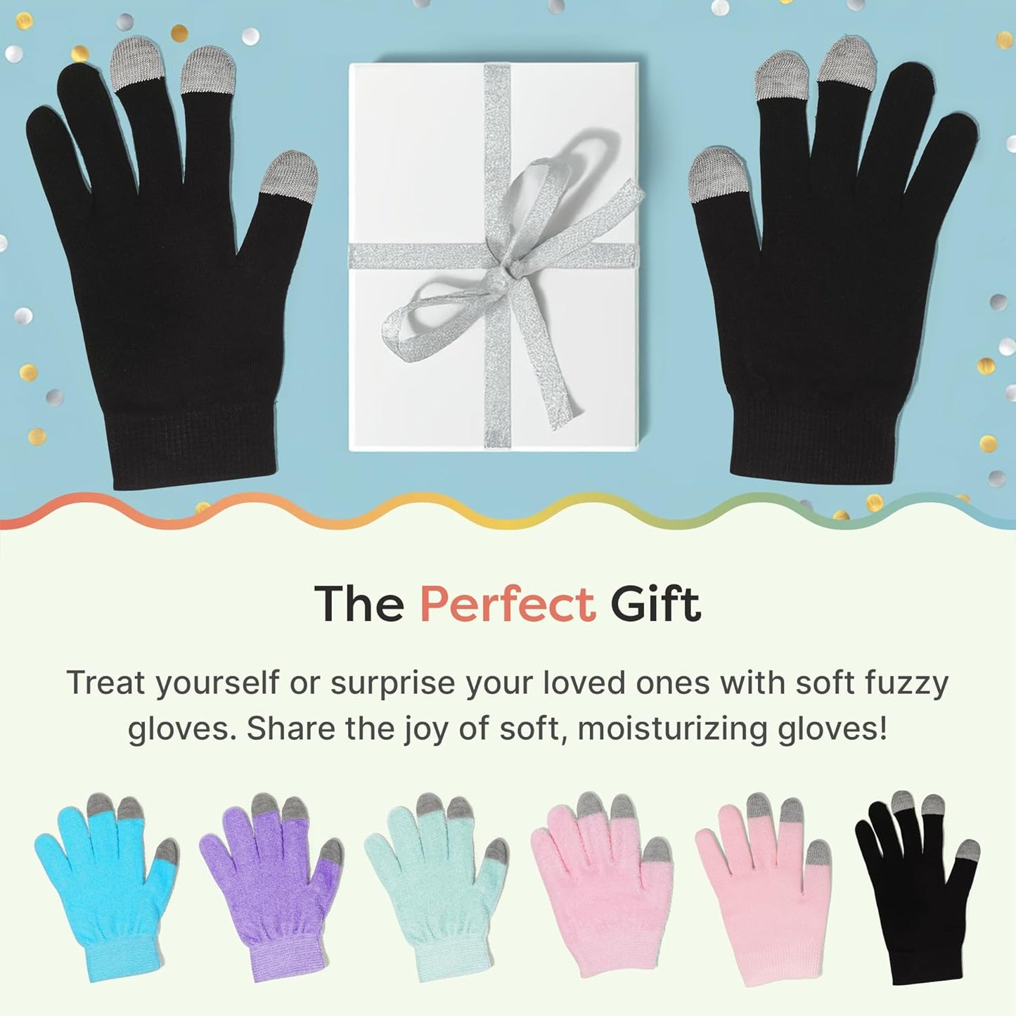 ZenToes Moisturizing Gloves for Dry Hands, Gel Infused with Jojoba Seed Oil, Olive Oil and Vitamin E, Overnight Hand Moisturizer (OSFM, Cotton Black)