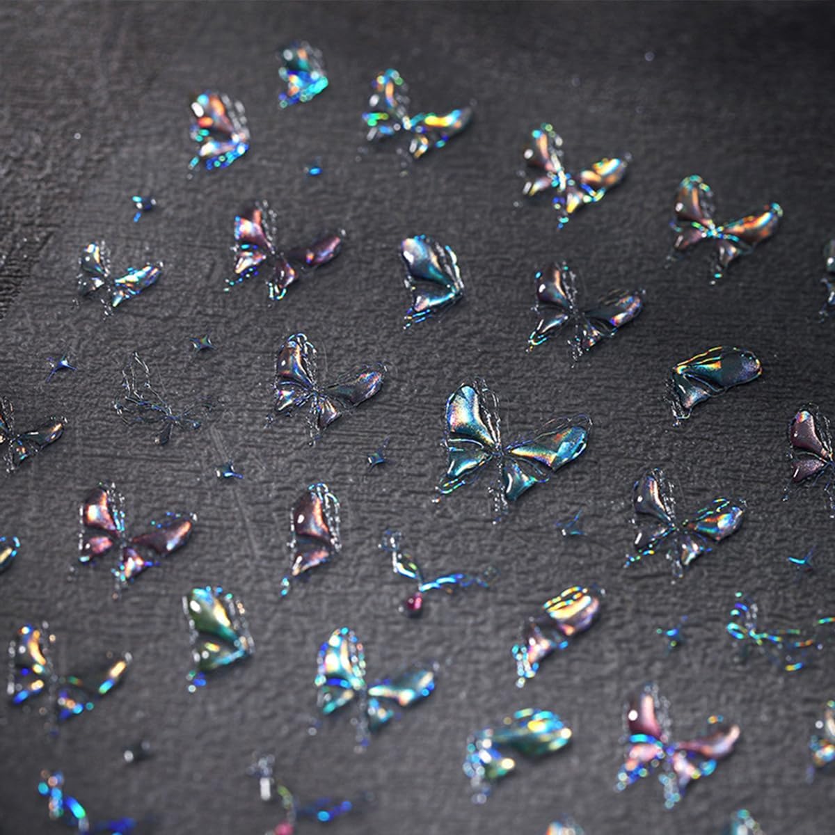 Aurora Laser Butterfly Nail Stickers - 5D Embossed, Holographic Design, Self-Adhesive Decals for Women's Nail Art Decoration