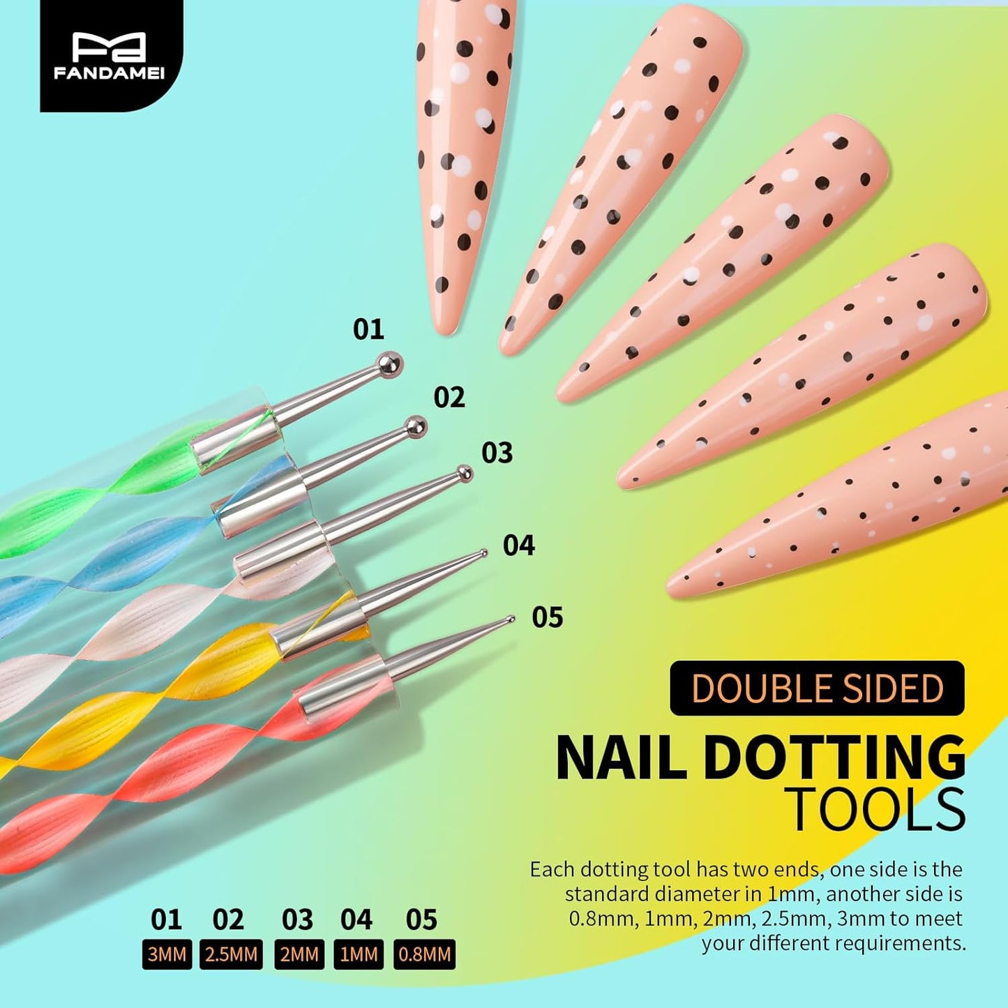 FANDAMEI Nail Art Tools, Nail Brush, 15 PCS Nail Art Brushes, 5 PCS Nail Dotting Tool, Nail Stand, Nail Holder For Painting Nails, Nail Tools, Nail Design Tools, White