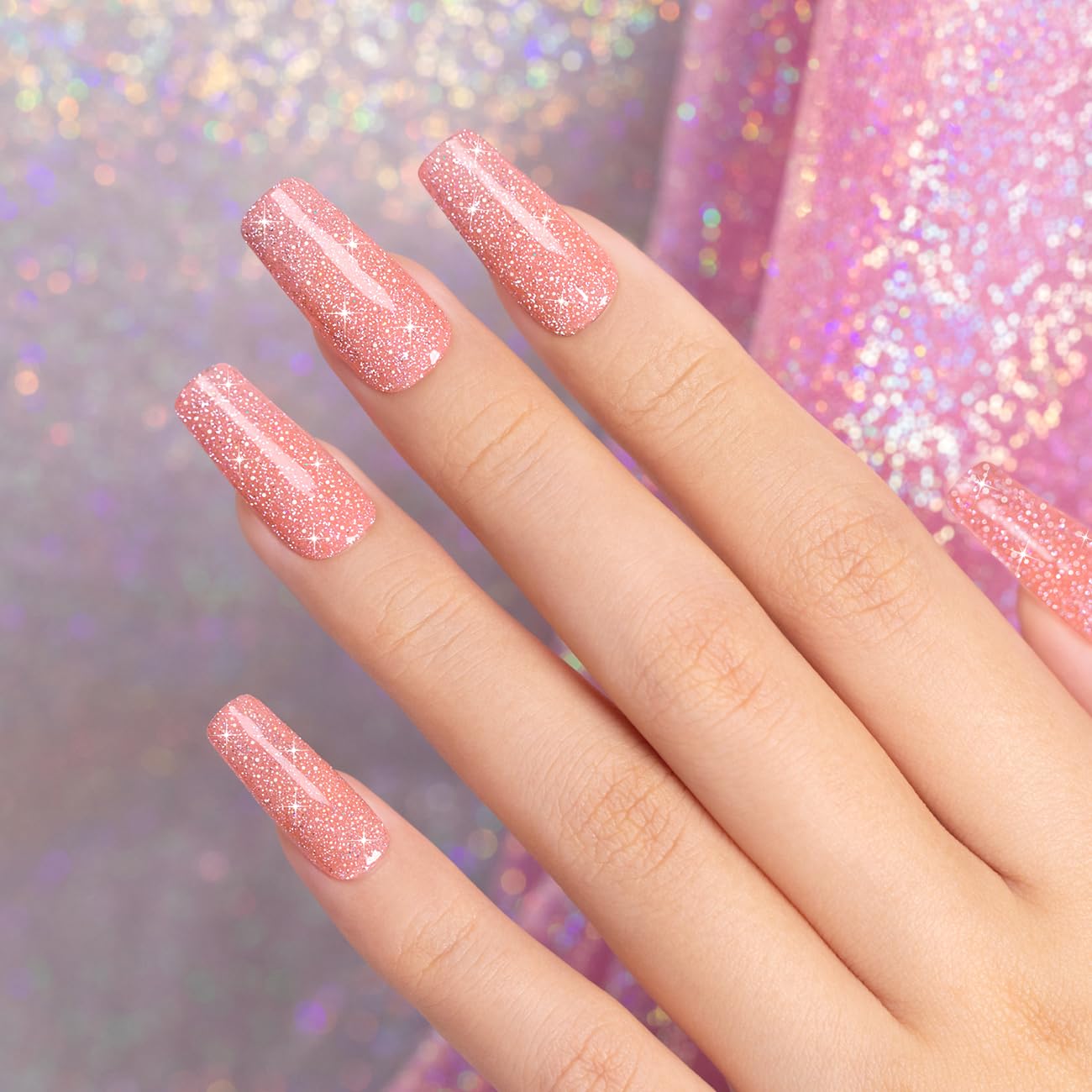 RARJSM Reflective Glitter Gel Nail Polish Nude Tea Rose Pink Sheer Jelly Gel Polish Flash Diamond Sparkle Rainbow Silver Shimmer Soak off Curing Requires 15ml for Home Salon