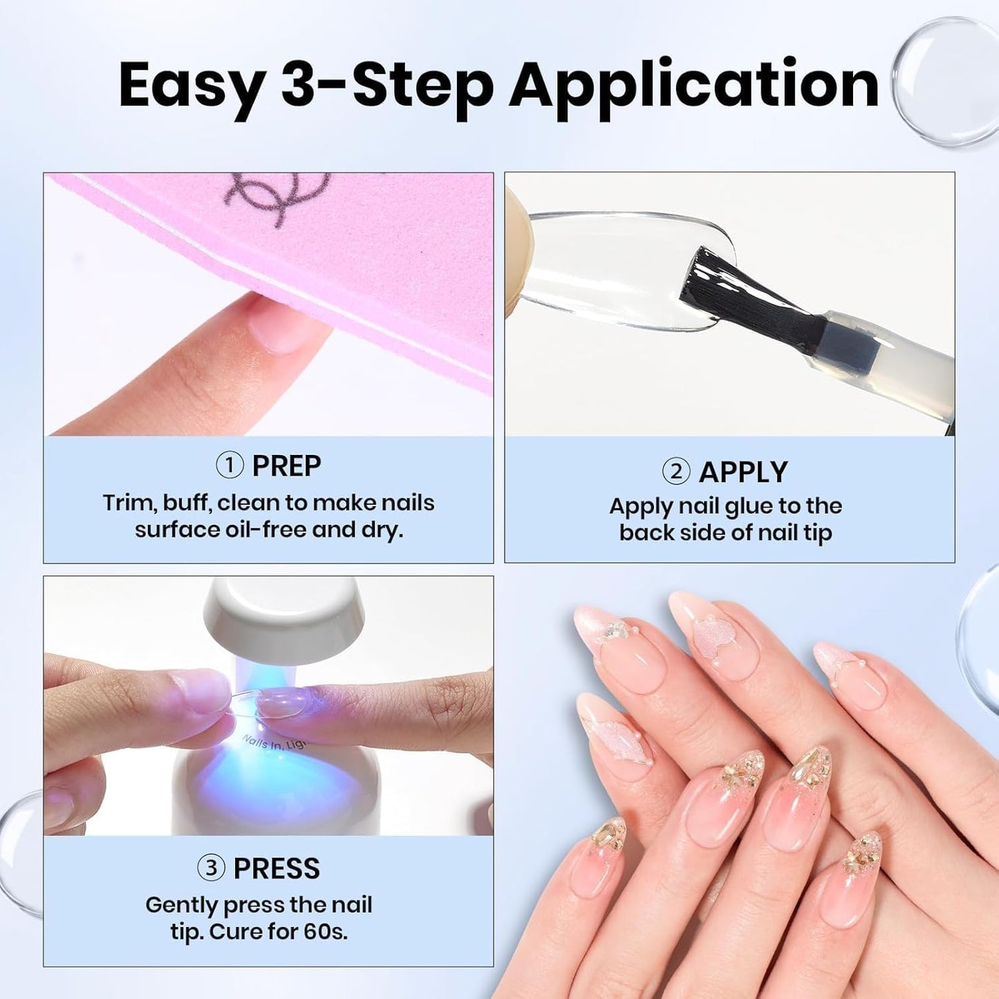 beetles Gel Polish 9 in 1 Nail Glue with New Formula, 0.5 Fl Oz Super Strong Brush in Nail Gel Glue for False Nails Tips, Rhinestone, Base Gel, Blooming Nail Gel, U V Light Required