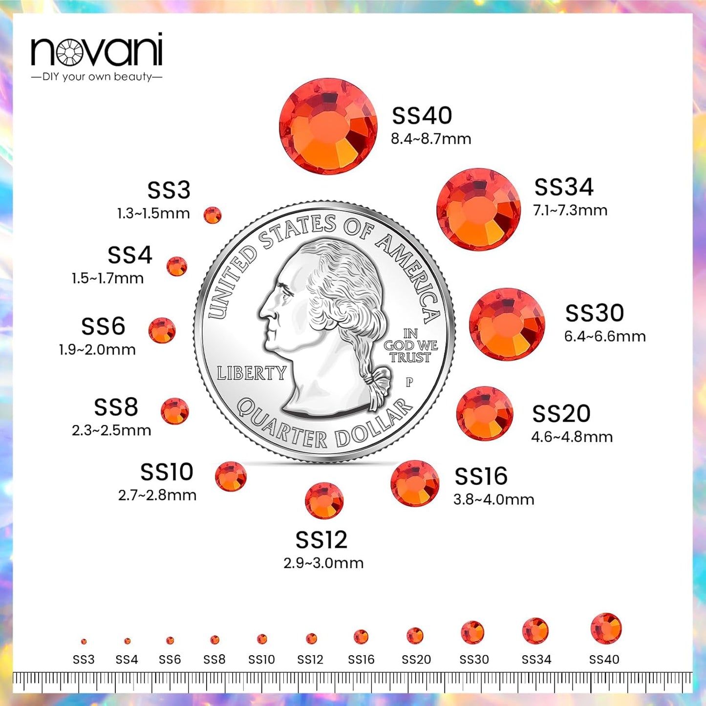 Novani Orange Rhinestones, Flatback Crystal Loose Gemstones 1440pcs Glass Rhinestones for Clothes Shoes Crafts Makeup Nail Art and DIY Decorations(SS12, Hyacinth)
