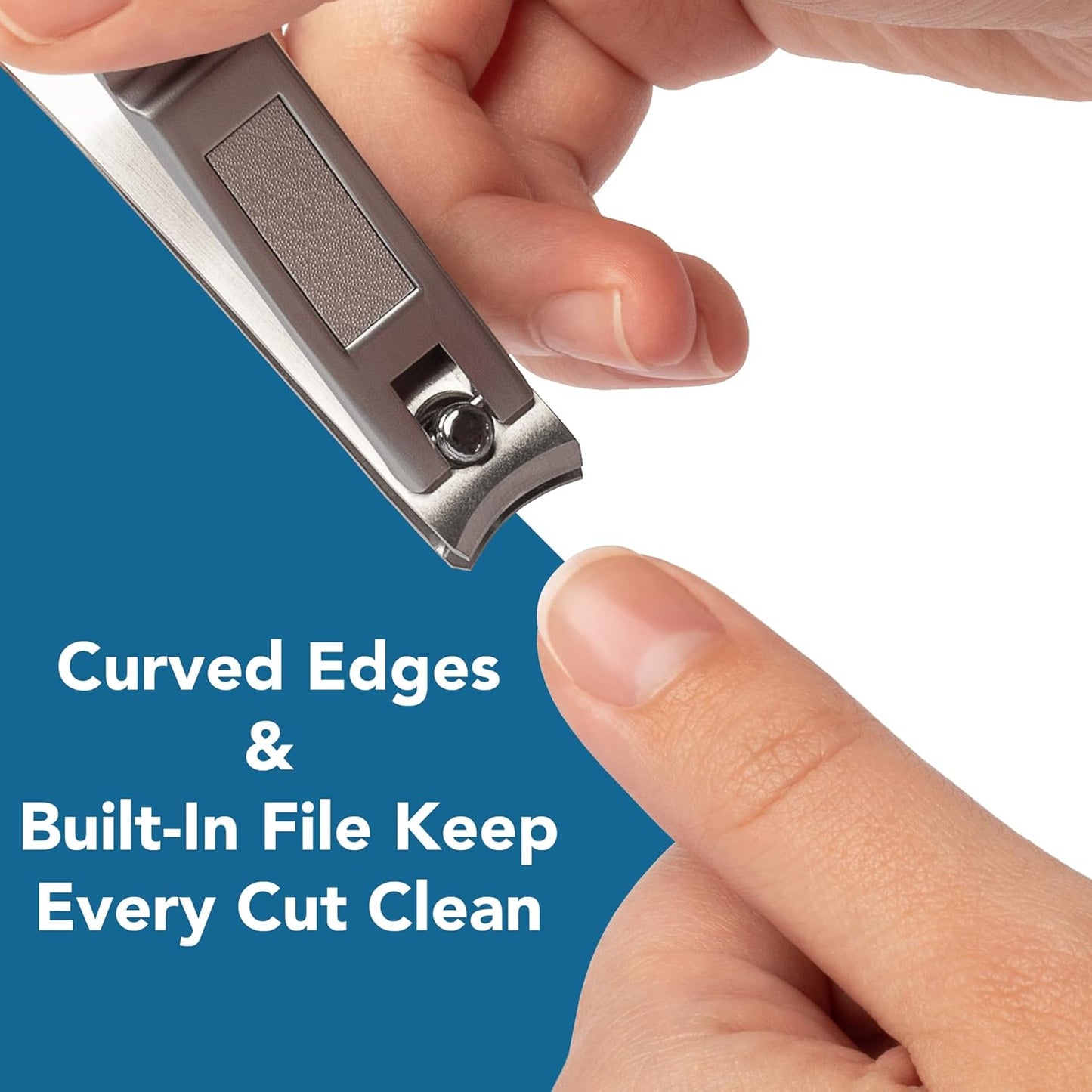 Ultra Sharp Nail Clippers Set - 2 Pack Stainless Steel Fingernail & Toenail Trimmers with Built-in Nail File for Women & Seniors (Silver)