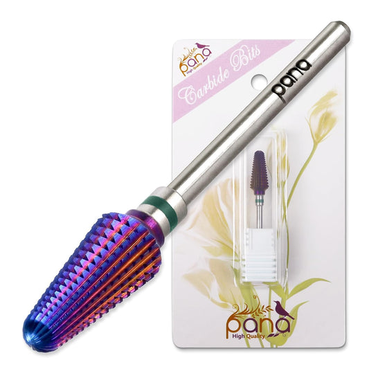 PANA 3/32" Purple Tornado Carbide Nail Drill Bit for Acrylics, Nail Extension, Gel Polish Removal Nail Salon Manicure Pedicure Electric File Tools (Coarse - C)