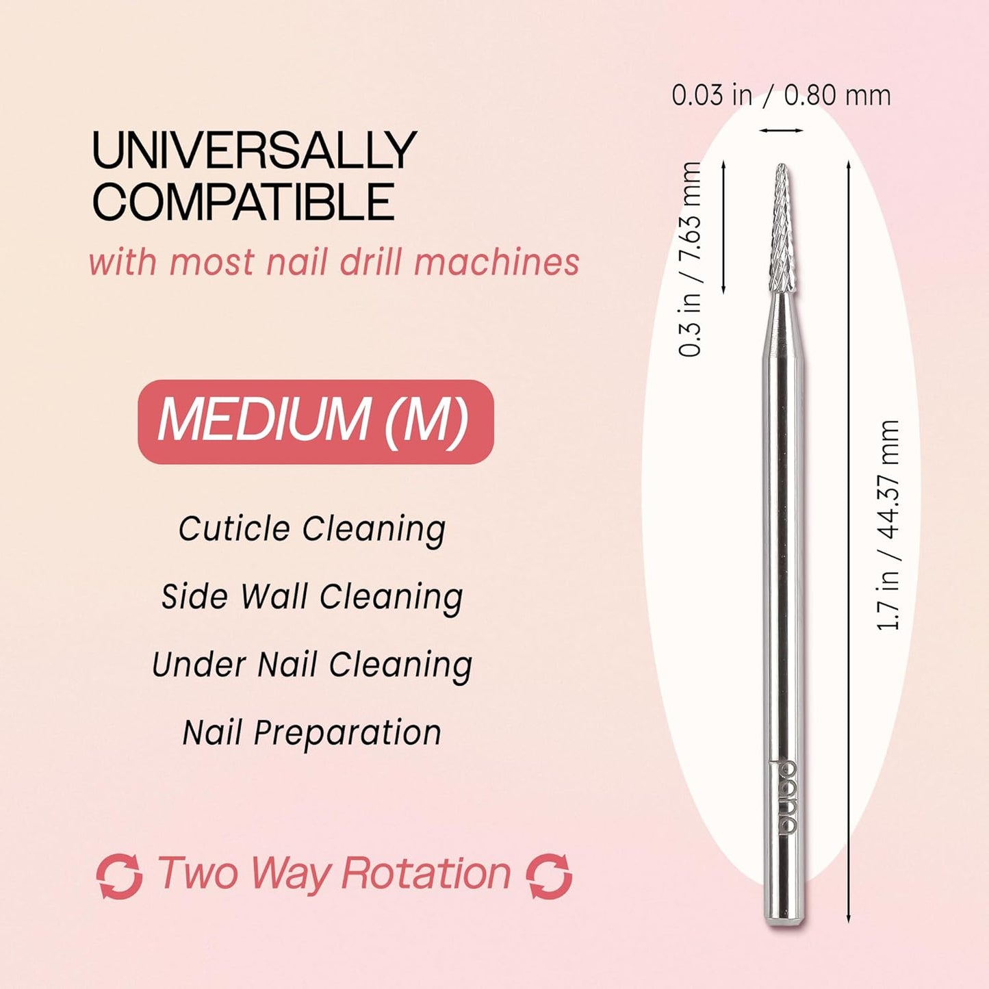 PANA 3/32" Carbide Cuticle Nail Drill Bit for Cuticle Cleaning, Dead Skin Removal, Gel Polish & Acrylic Removal, Under Nail Cleaner, Nail Salon, Manicure Tools (Sharp Point - Silver, Medium)