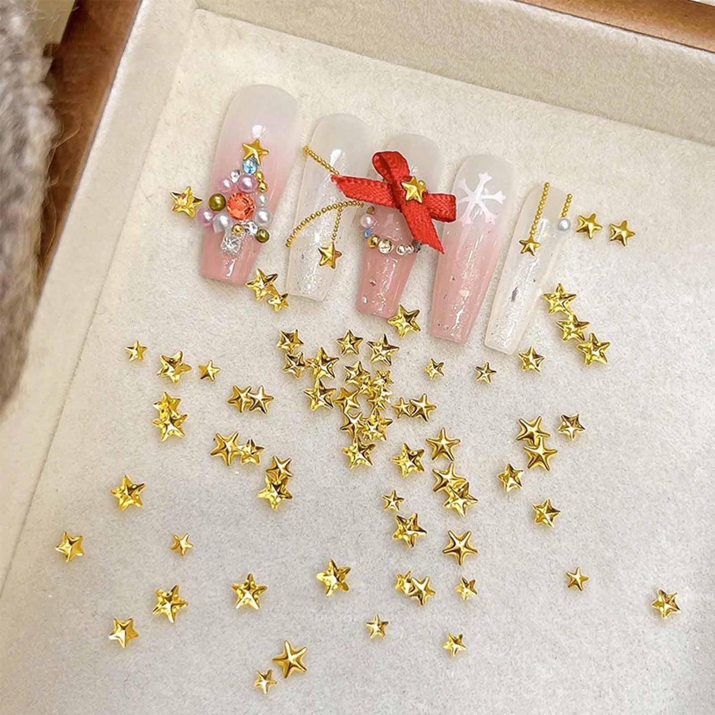 1000 Pcs Mini Cute 3D Alloy Gold Star Nail Charms - DIY Nail Art Supplies