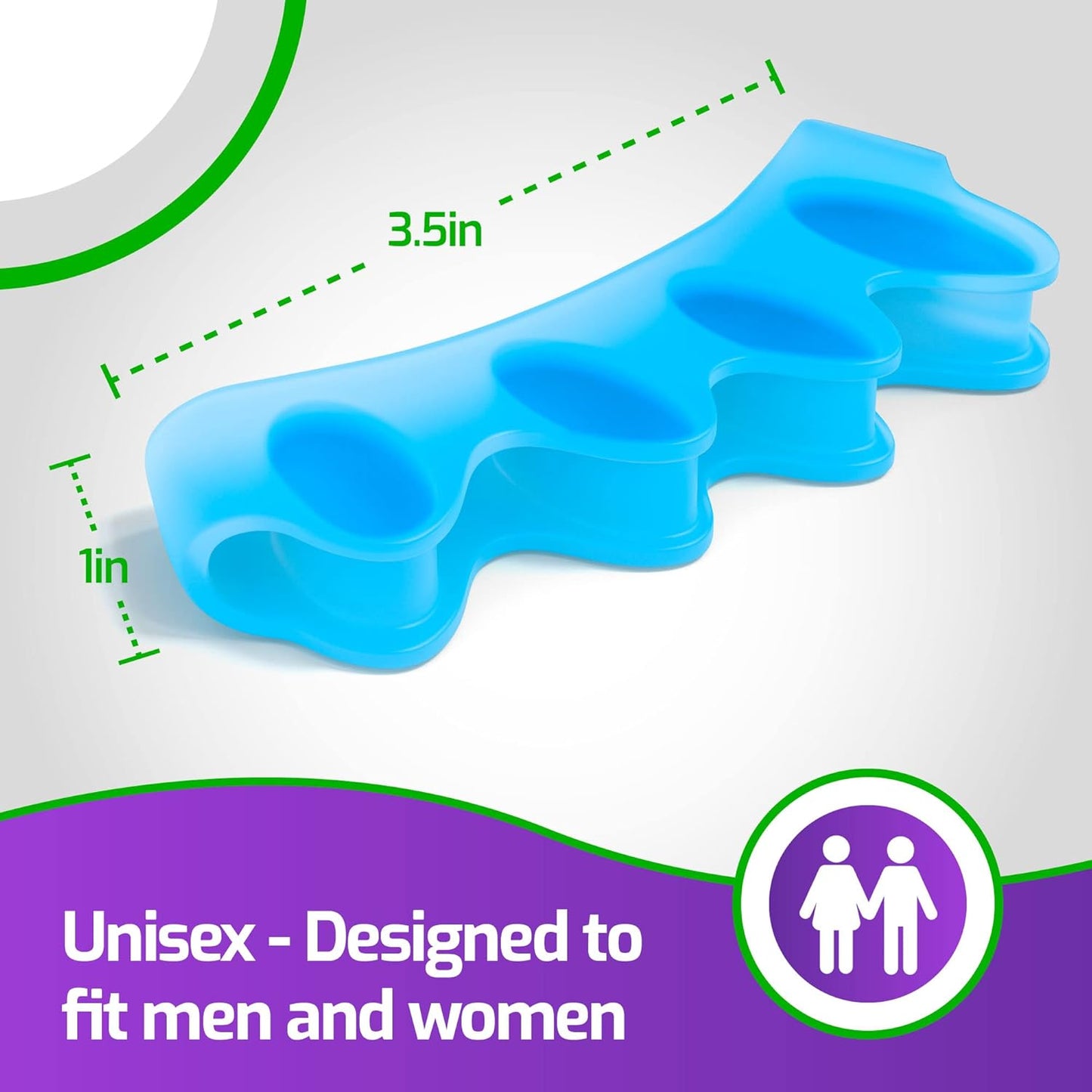 Mars Wellness Gel Toe Separators - Universal Toe Spreaders Straighteners to Relieve Foot Pain, Fix Overlapping & Correct Bunions - 2 Pairs