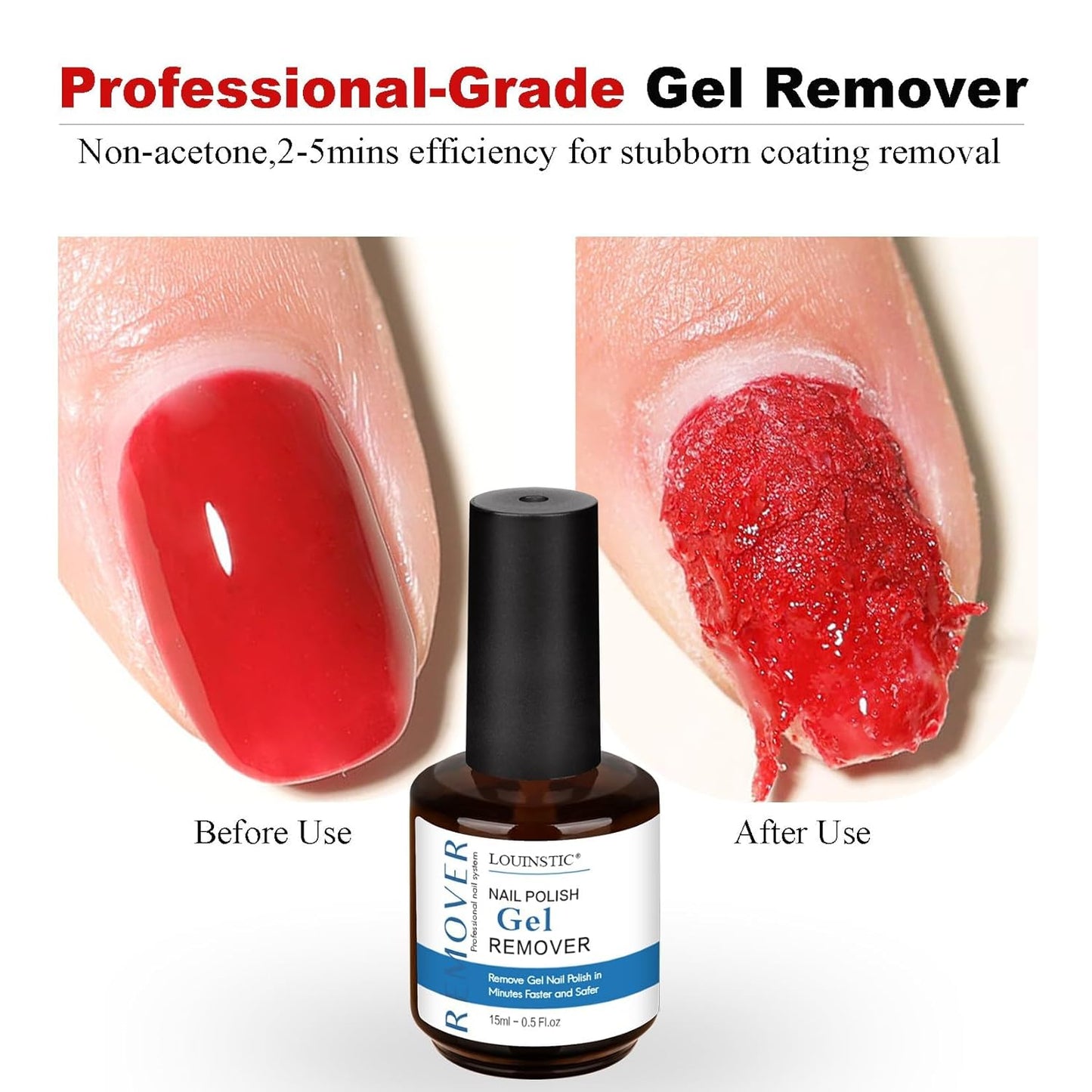 Gel Nail Polish Remover Kit – 2pcs (30ml) with Cuticle Pusher & Nail File – Fast & Gentle Gel Remover for Nails, No Soak or Foil Needed, Removes Gel Polish in 2-5 Minutes, Ideal for At-Home Manicure