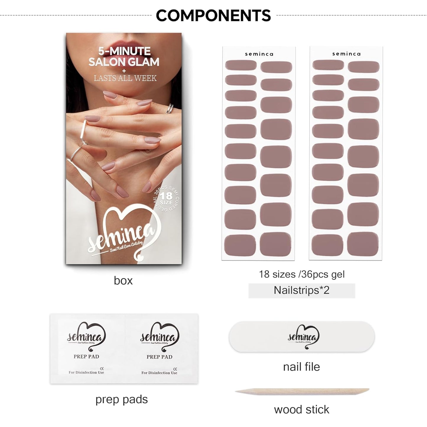 Semi Cured Gel Nail Strips-Salon Quality Work Nails Trendy Coffee Colors,Office Chic & Professional,Quick and Easy Apply Nail Stickers Works with Any UV/LED Lamps(Cream Beige)