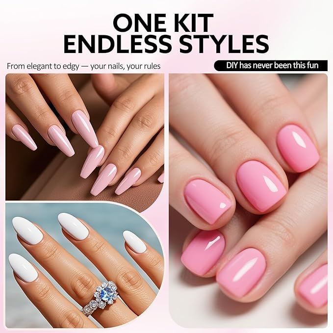 VENALISA 10 ML Gel Nail Polish Set with DIY Nail tips Kit, 5 Pcs White Yellow Pink Light Purple Gel Polish Color High Gloss Soak Off U V Nail Manicure Salon DIY