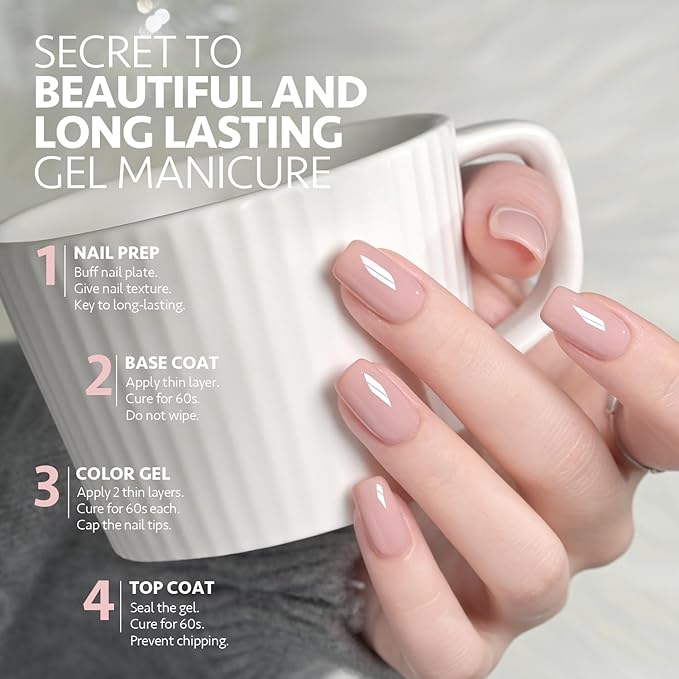 GAOY Nude Jelly Gel Nail Polish, 16ml Sheer Translucent Netural Soak Off Gel Polish, UV Light Cure for Nail Art DIY at Home, 2920 Nude Tulle