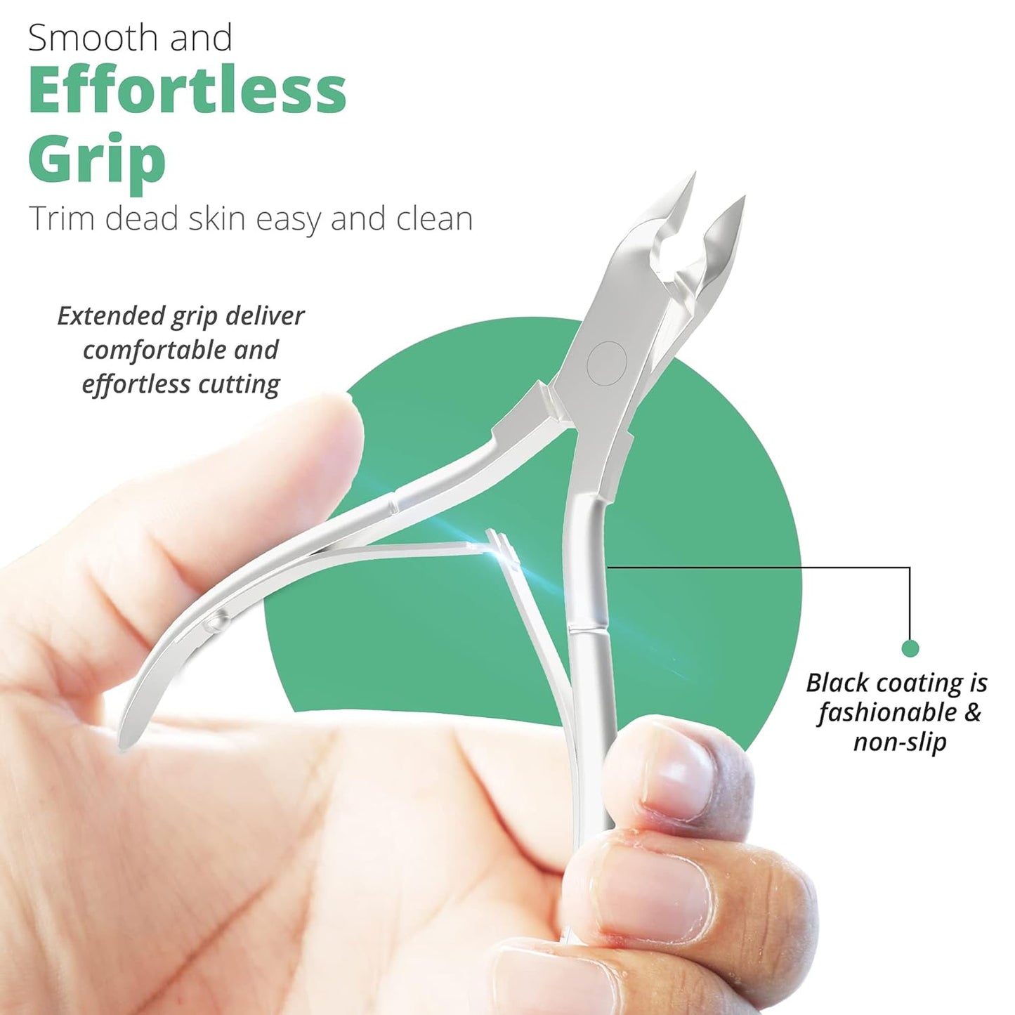 Professional Cuticle Trimmer with Cuticle Pusher Nail Cuticle Remover Nipper Silver Stainless Steel Sharp Blades Manicure Tools with Double Spring Nail Care Pedicure Nail Tools Home Spa (Silver)