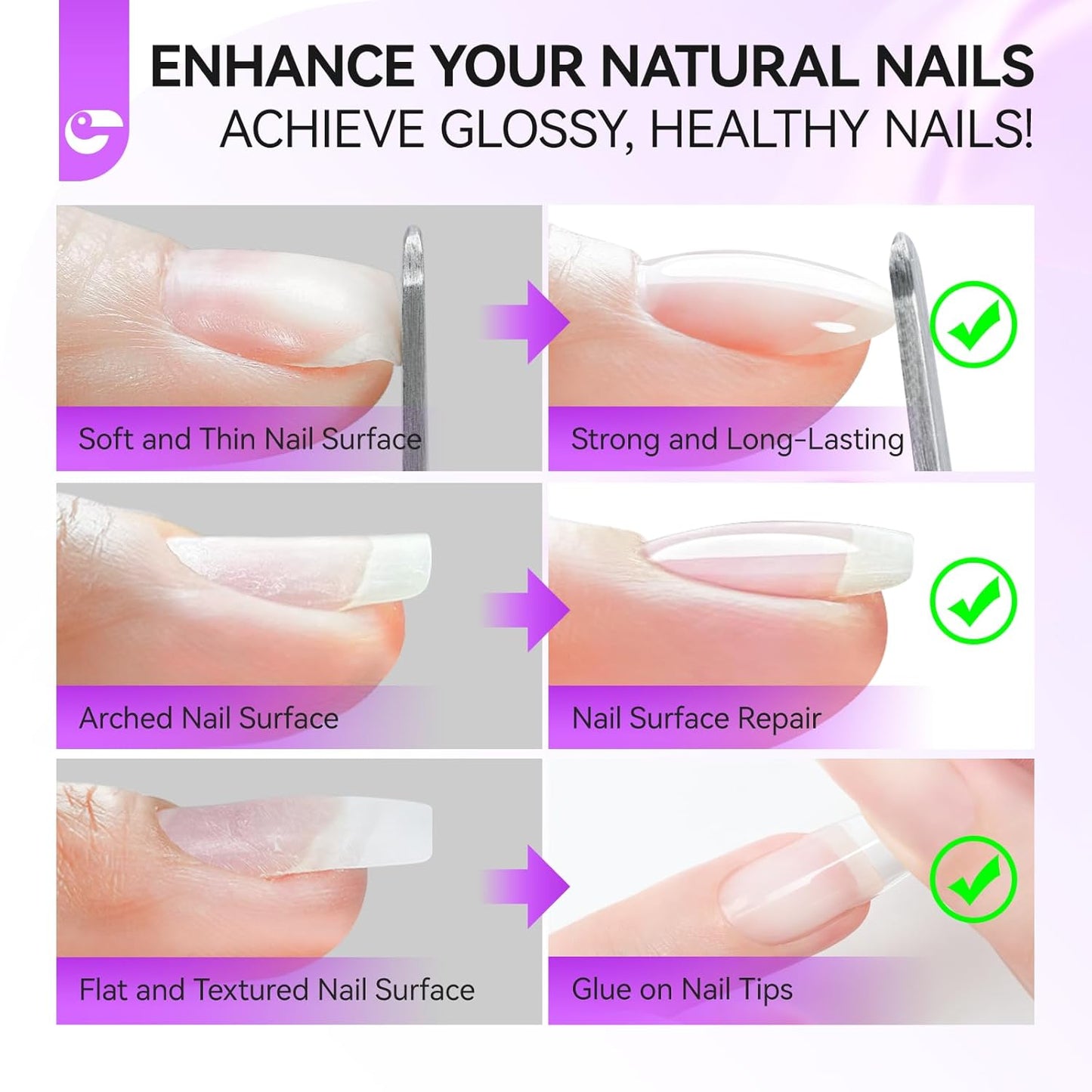 Gelike EC Pro Nail Glue & Strengthener: Milky White 6-in-1 Nail Adhesive for Repair - Strengthening & Protein Repair - Perfect for Home & Salon Use 11759 - UV Needed