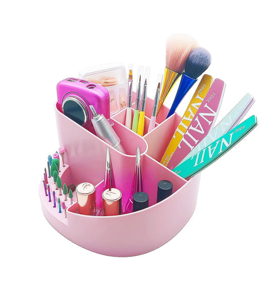 Nail Drill Holder 18 Hole Nail Drill Bit Holder Nail Organizer Professional Stand with 8 Compartments for Nail Tech Tools (Tools not included)