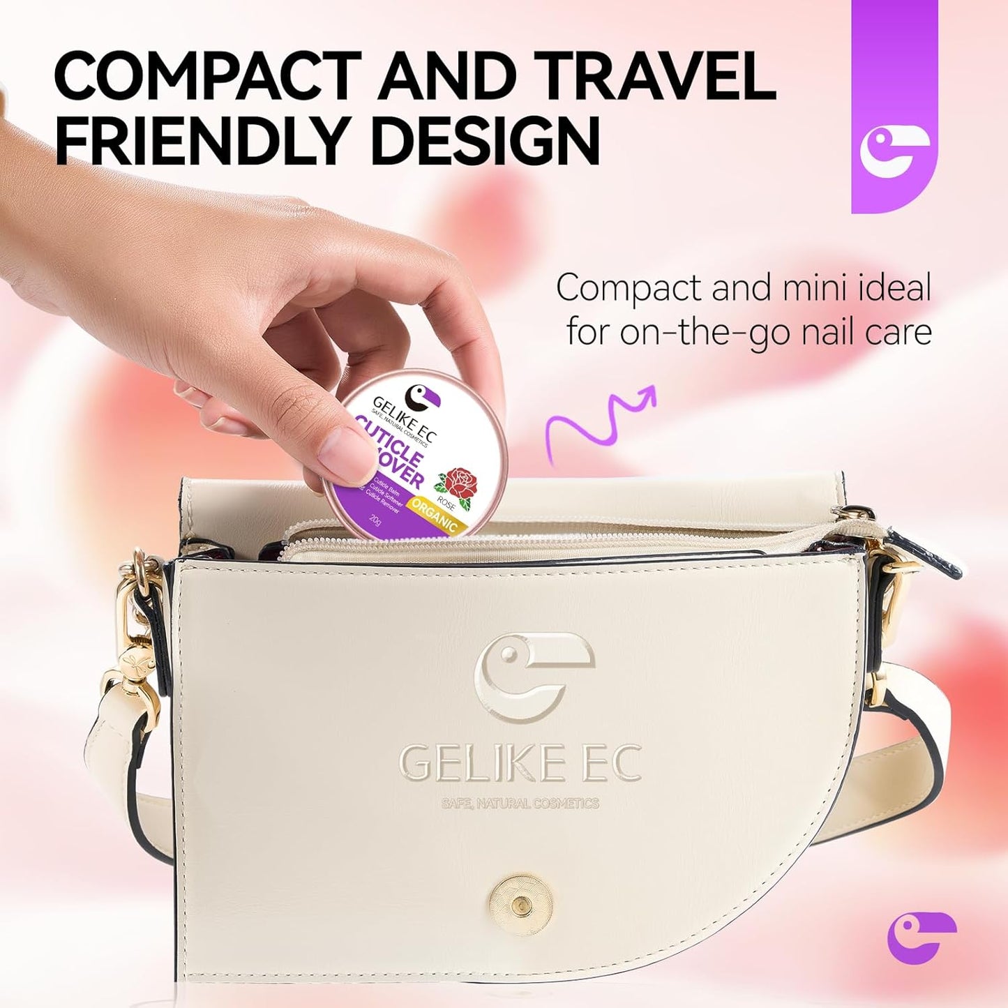 gelike ec Cuticle Cream for Dry Damaged Cuticles: Rose Organic Nail Cuticle Remover for Dry, Rough Hands Cracked Rigid Skin - Professional for Salon Home Use