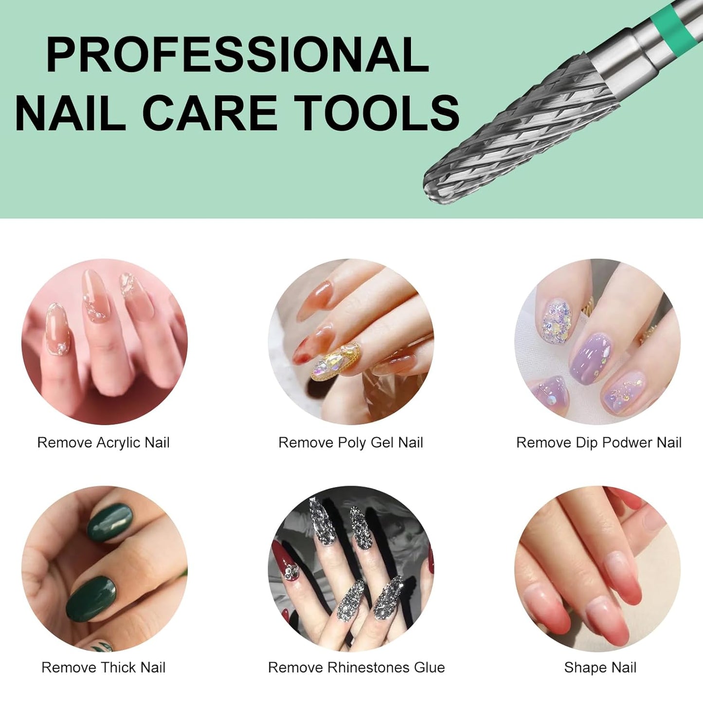 Tapered Nail Drill Bits,Cone Shape Tungsten Carbide Electronic Nail Drill Bit for Acrylic Gel Nails Dual Nail Form Remove,3/32 Inch Nail Bit for E-File Nail Drill(Coarse)