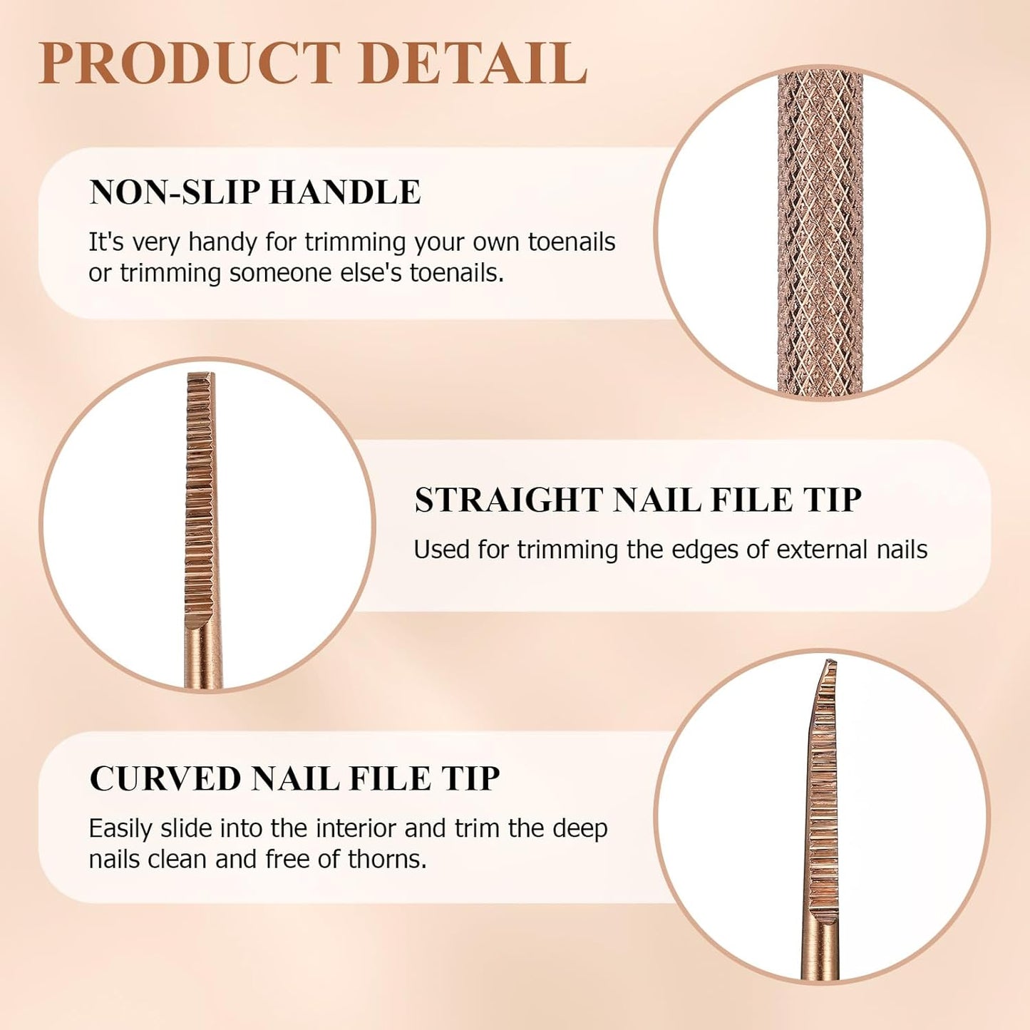 Mudder 6 Pack Ingrown Toenail Files Double Sided Toenail Lifters One Side Flat and One Side Curved Stainless Steel Manicure Treatment Removal Pedicure Tools for Feet Under Nail Cleaner (Rose Gold)