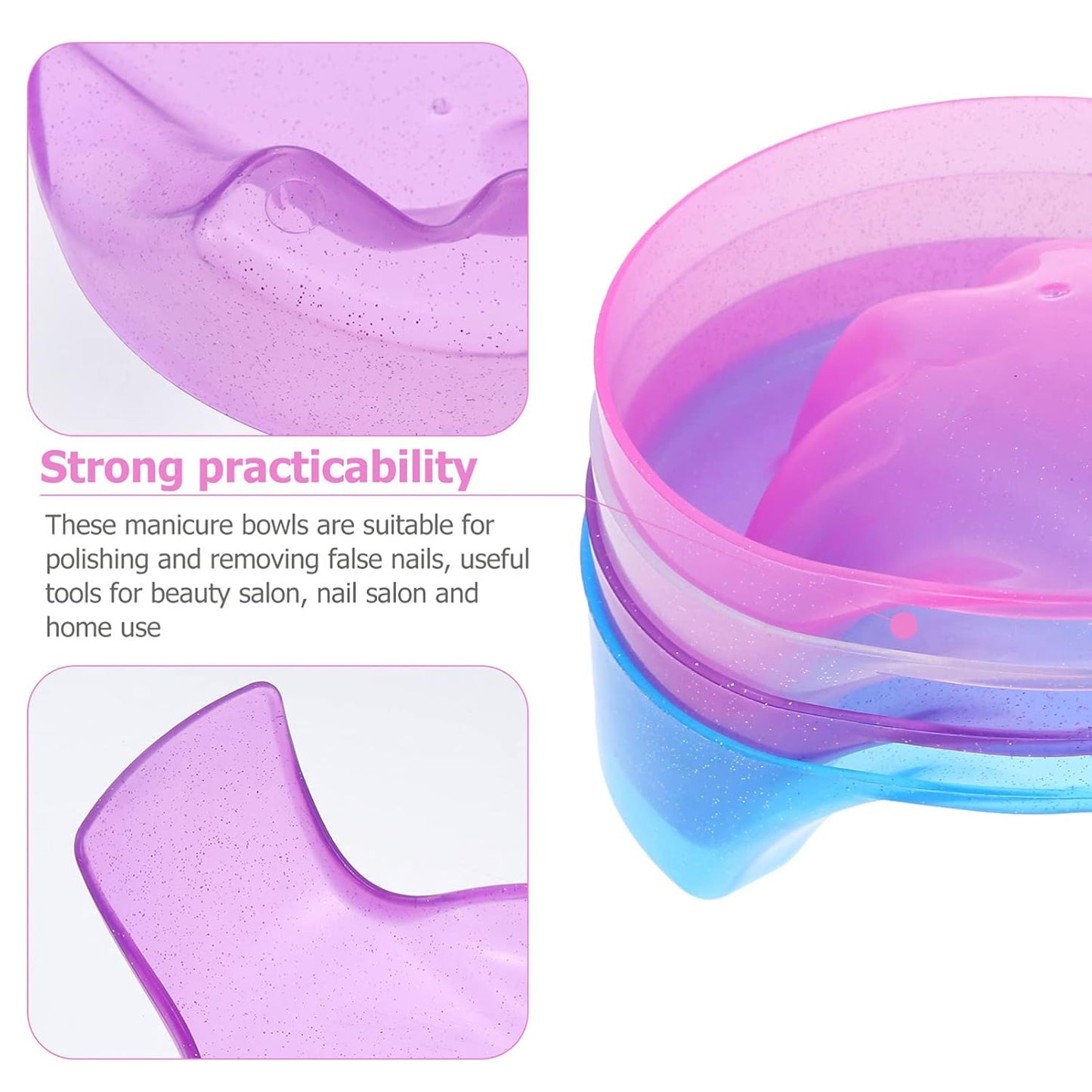 HEALLILY 4Pcs Manicure Bowls Nail Art Hand Soak Bowls Nail Soaking Tray Bowl Manicure Spa Tool for Nail Art Polishing Remover Treatment (Random Color)