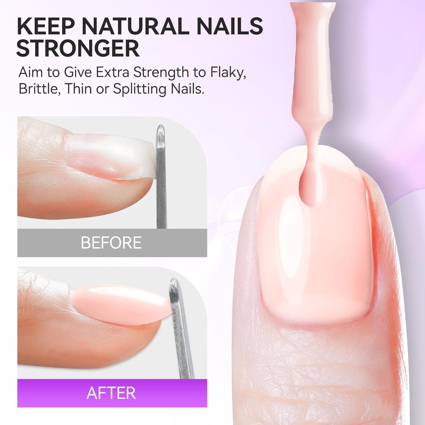 Gelike EC Pro Nail Glue & Strengthener: Nude 6-in-1 Nail Adhesive for Repair - Strengthening & Protein Repair - Perfect for Home & Salon Use 11547 - UV Needed