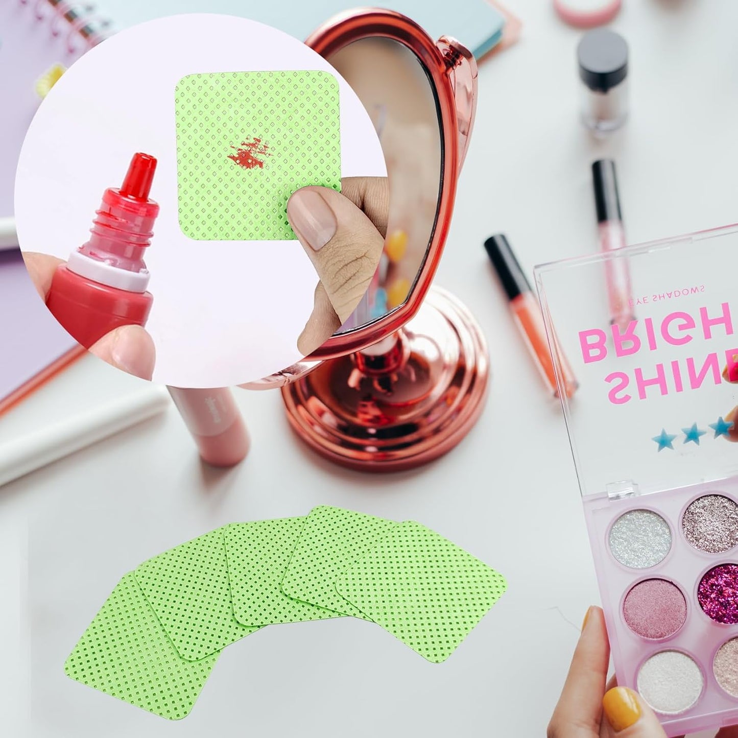 300 Pcs Lint Free Nail Wipes, Non-Woven Nail Polish Remover Pads Nail Polish Wipes for Nail Polish Removal Eyelash Extensions DIY Nail Art Supplies (Green)