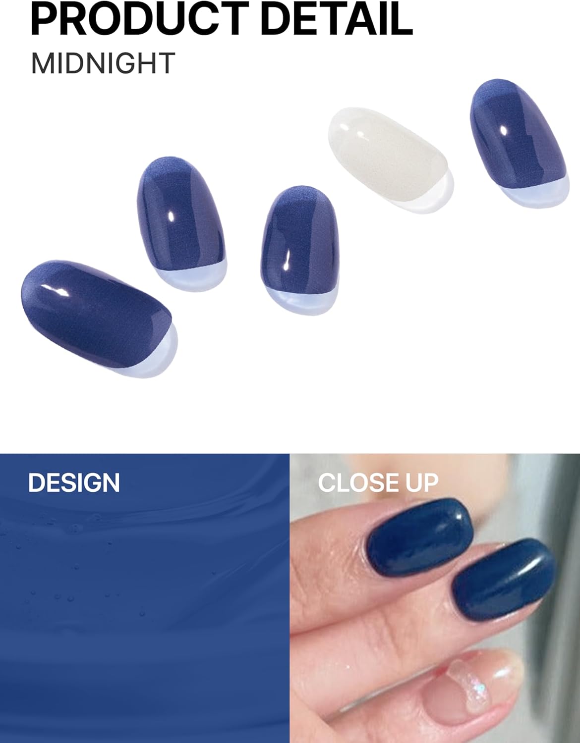 UUUUUU Semi Cured Gel Nail Strips | Salon-Quality | UV Free Gel Nail Wraps for Women | Easy Peel&Stick | Long-Lasting up to 14 Days | 28 Strips Set+File & Wipes | Gift-Ready (UGN089-Midnight)