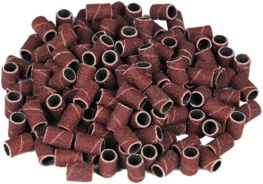 InnoLife - 300pcs Grit 180# Nail File Sanding Bands Replacement for 3/32" Shank Size Nail Drill Bits Fit