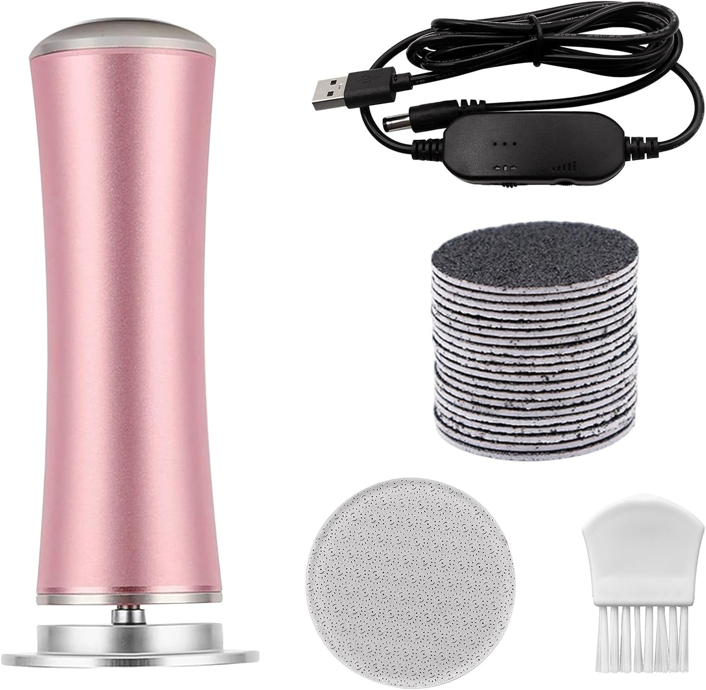Electric Callus Remover, ELEVEN EVER Foot File Pedicure Tool(Speed Adjustable) with Recyclable Glass Grinder and 20pcs Replacement Sandpaper Disk for Men Women Dead Dry Crack Skin Calluses Pink